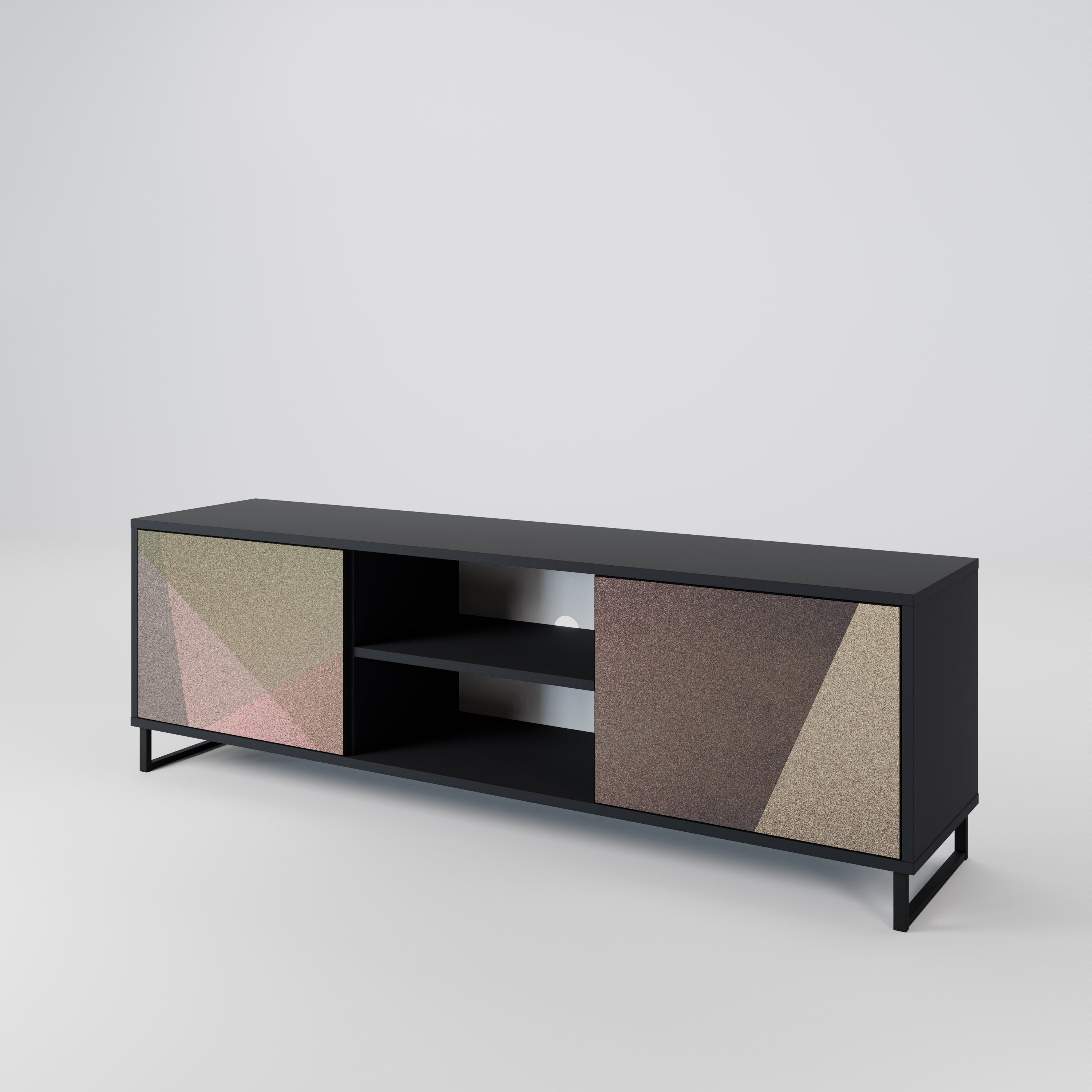 Βάση τηλεόρασης BEIGE GEOMETRIA 2 πορτών σε μαύρο φινίρισμα