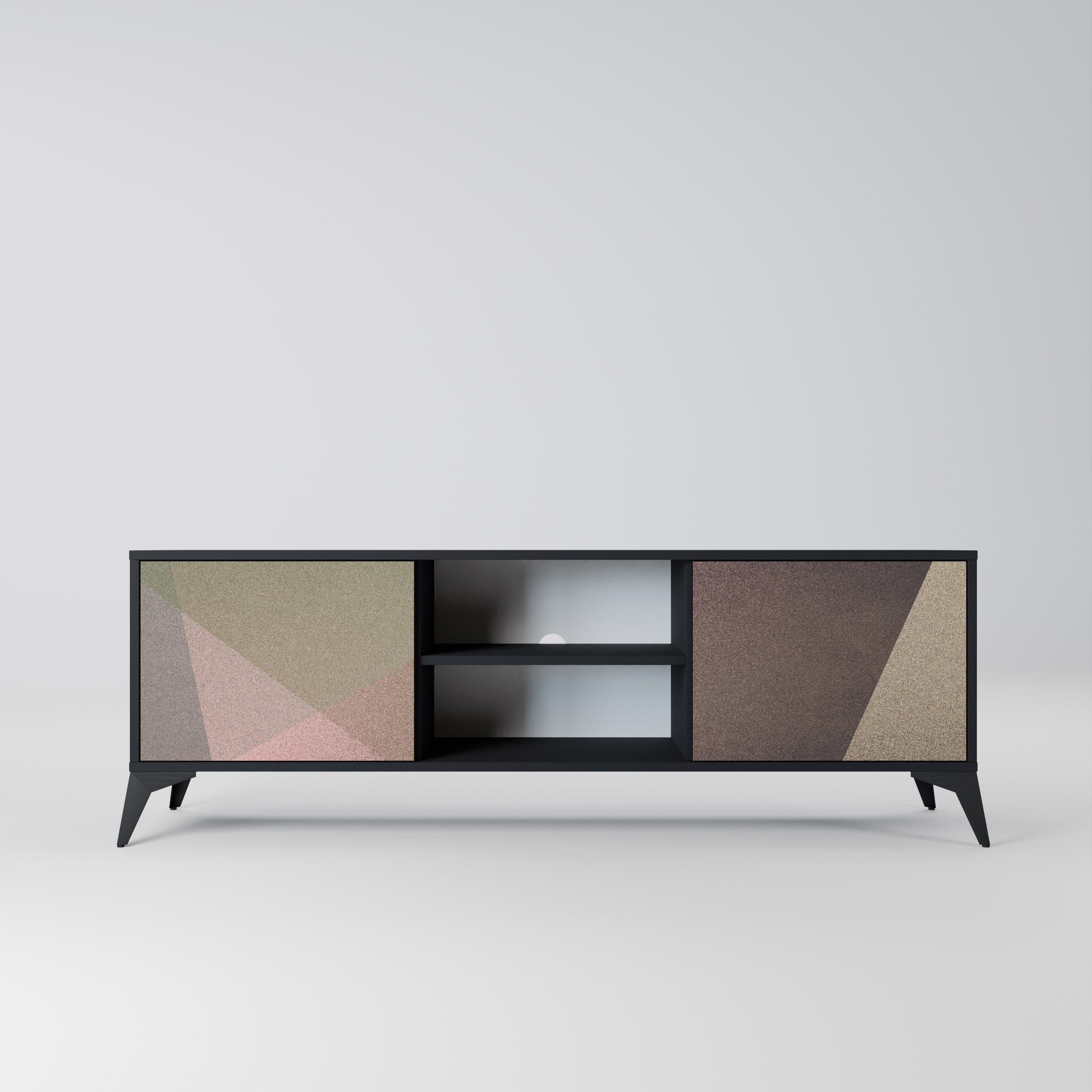Βάση τηλεόρασης BEIGE GEOMETRIA 2 πορτών σε μαύρο φινίρισμα