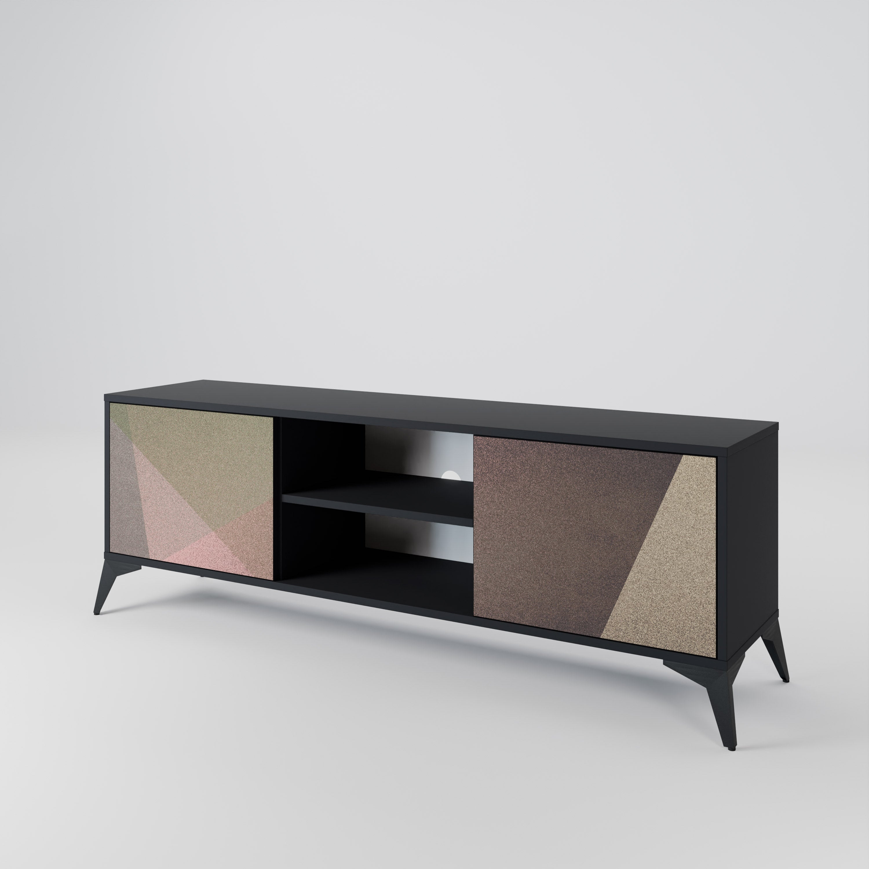 Βάση τηλεόρασης BEIGE GEOMETRIA 2 πορτών σε μαύρο φινίρισμα