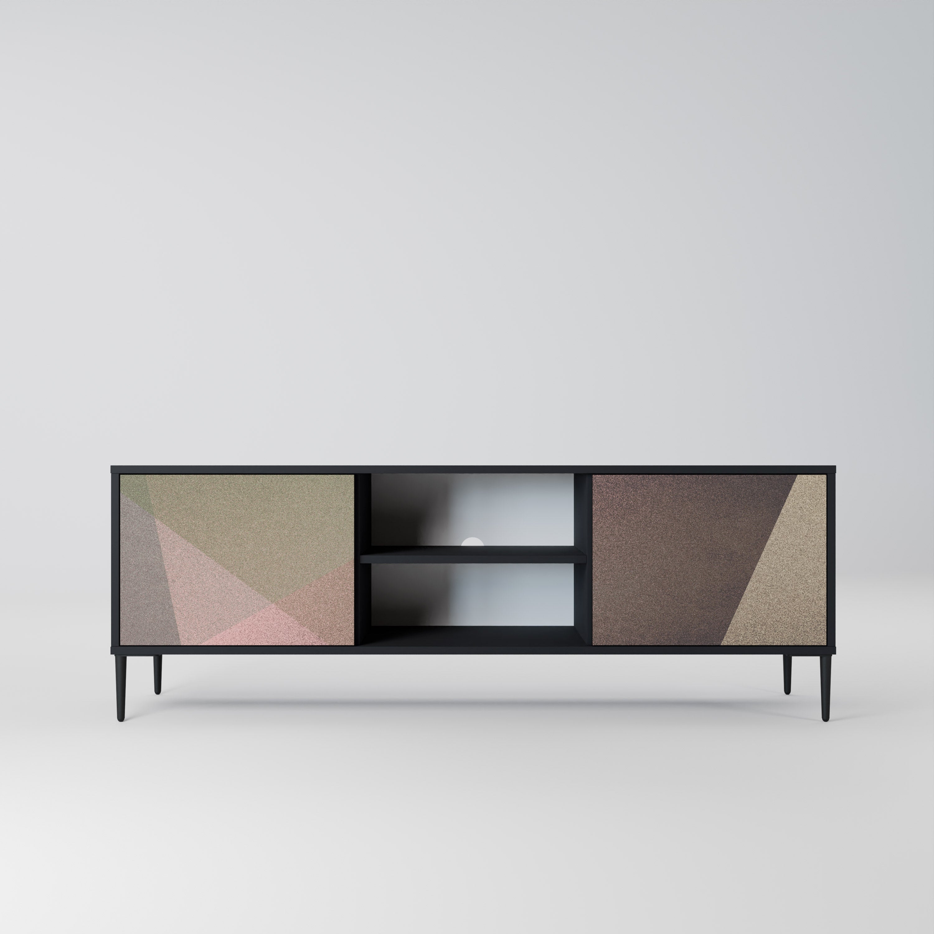 Βάση τηλεόρασης BEIGE GEOMETRIA 2 πορτών σε μαύρο φινίρισμα
