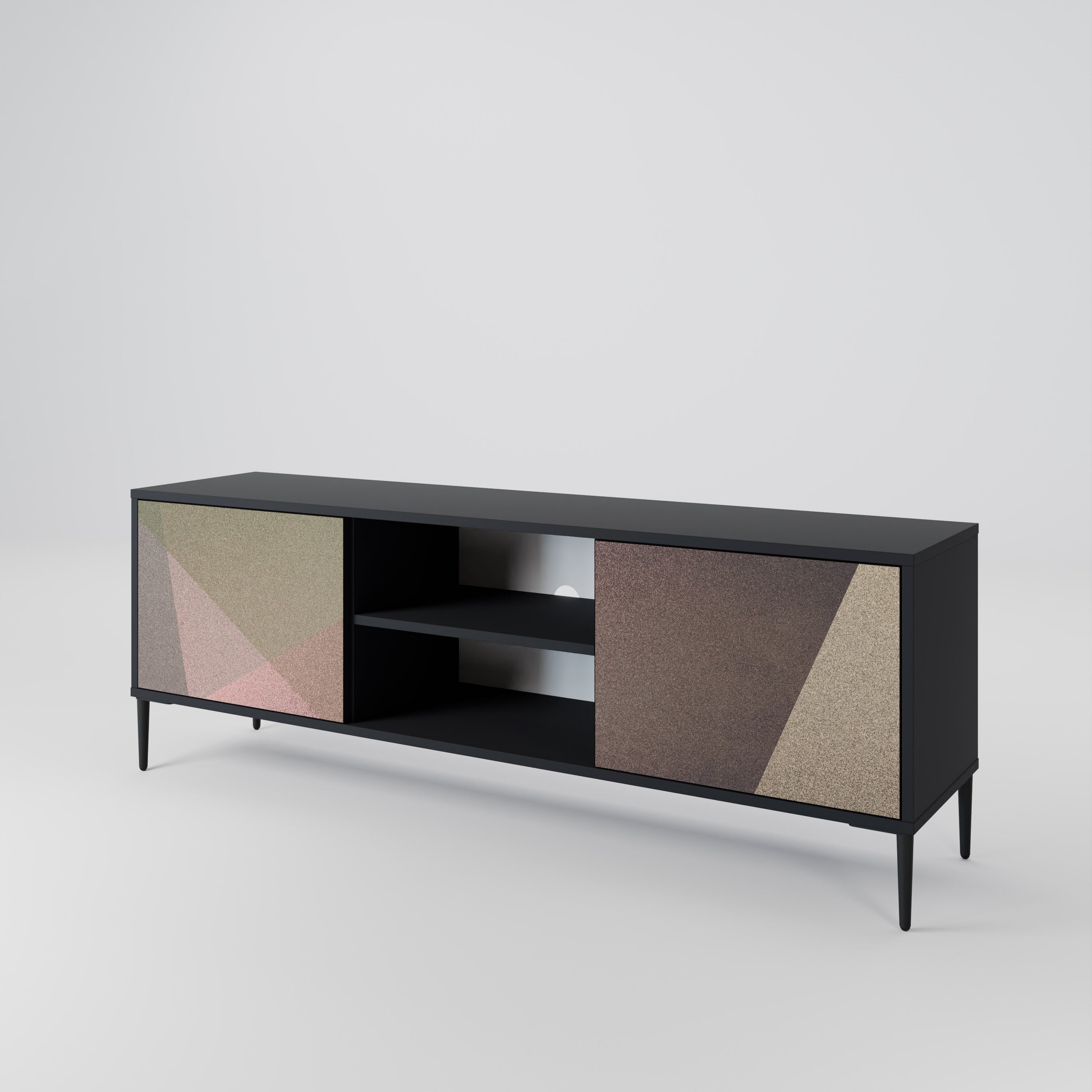 Βάση τηλεόρασης BEIGE GEOMETRIA 2 πορτών σε μαύρο φινίρισμα
