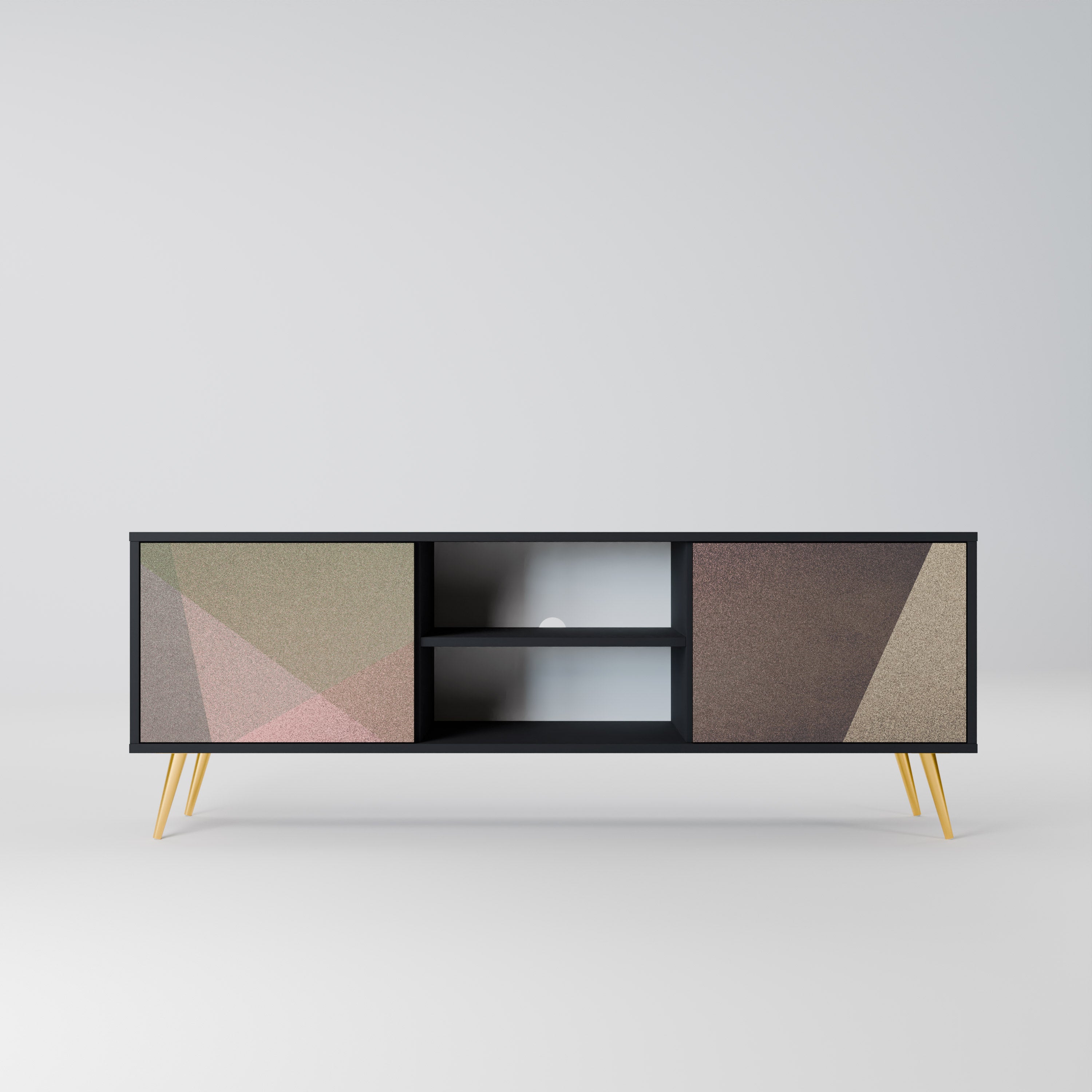Βάση τηλεόρασης BEIGE GEOMETRIA 2 πορτών σε μαύρο φινίρισμα