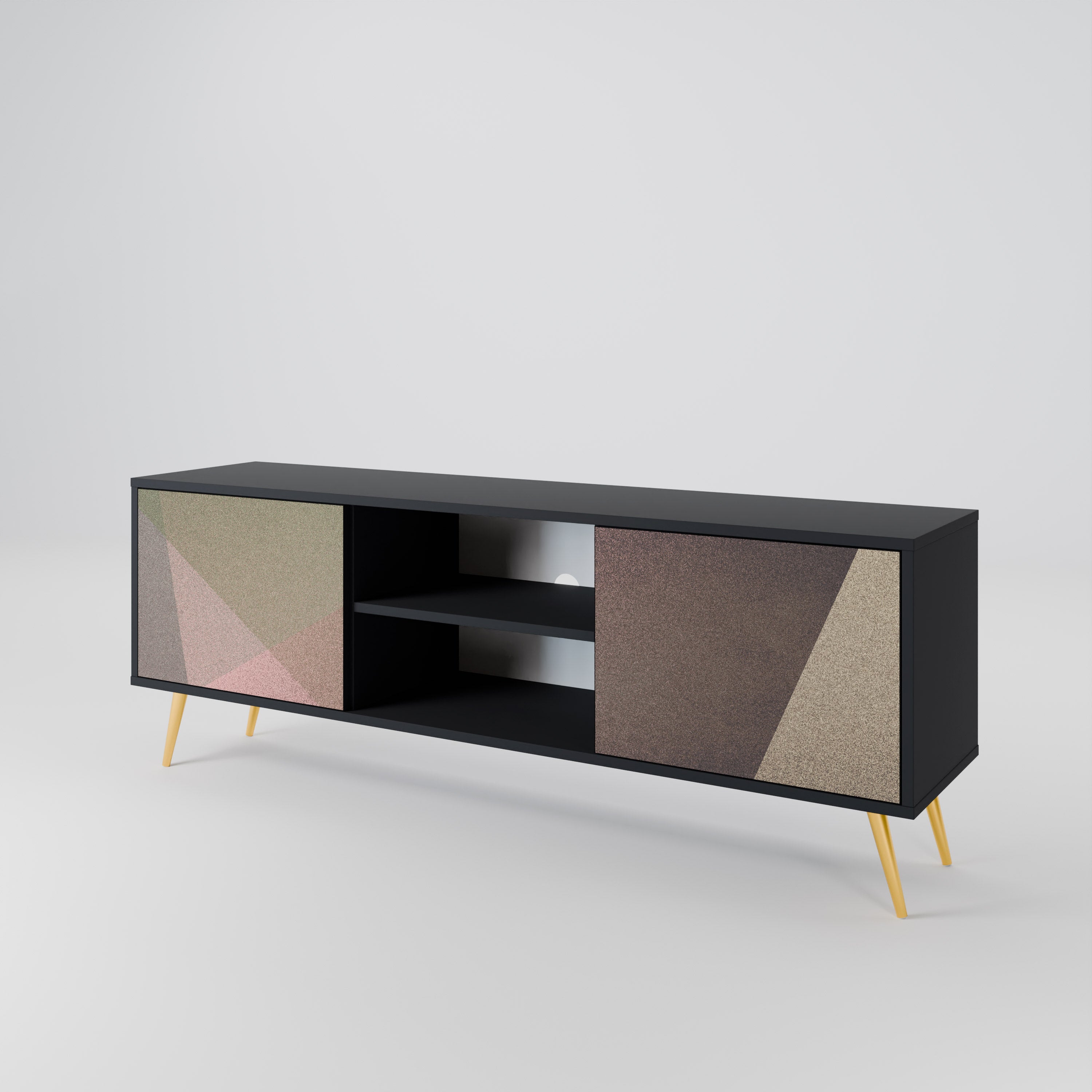 Βάση τηλεόρασης BEIGE GEOMETRIA 2 πορτών σε μαύρο φινίρισμα
