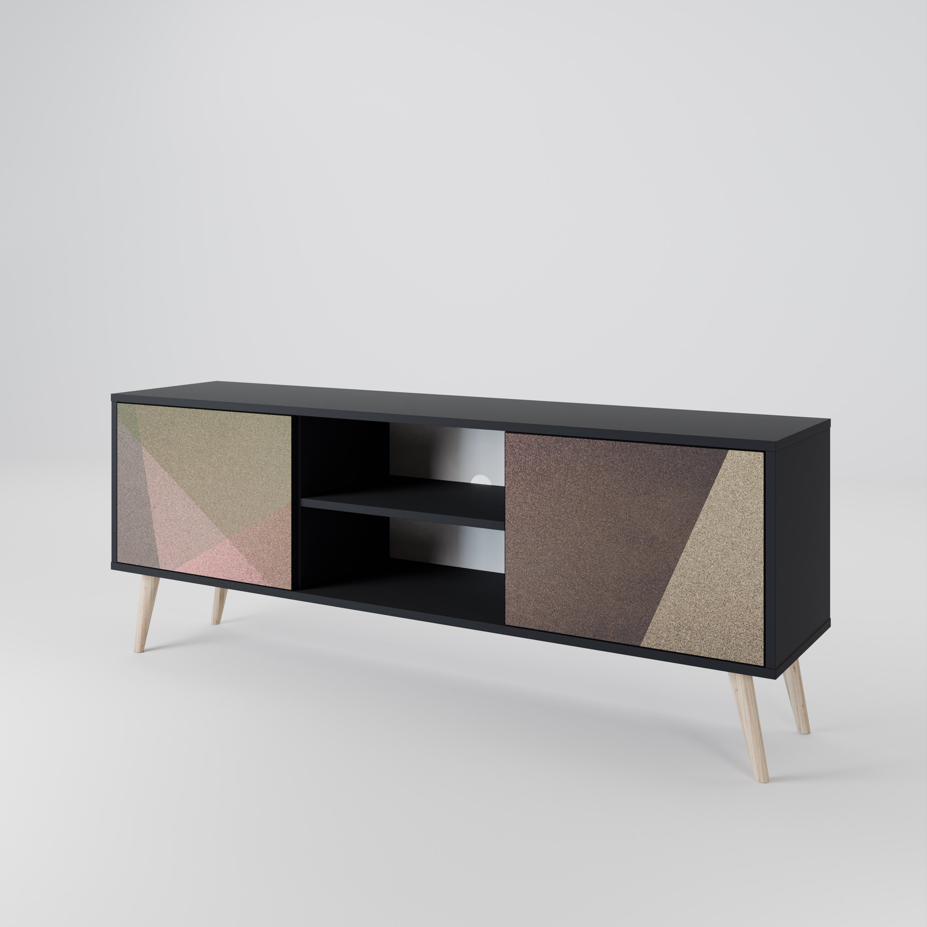 Βάση τηλεόρασης BEIGE GEOMETRIA 2 πορτών σε μαύρο φινίρισμα