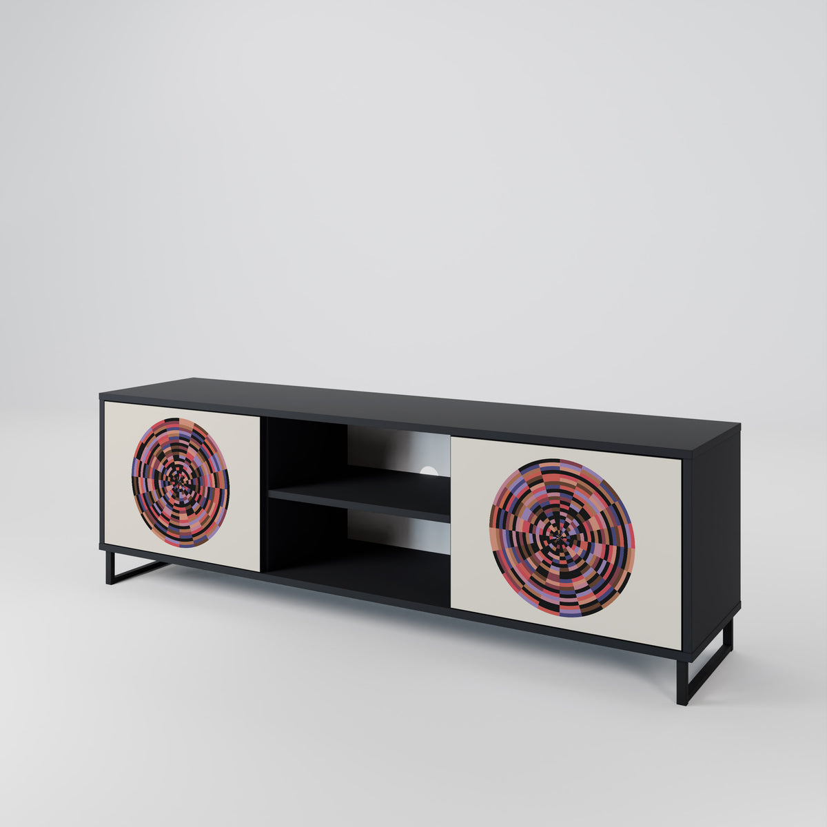 BROWN CIRCLES 2-Door TV Cabinet