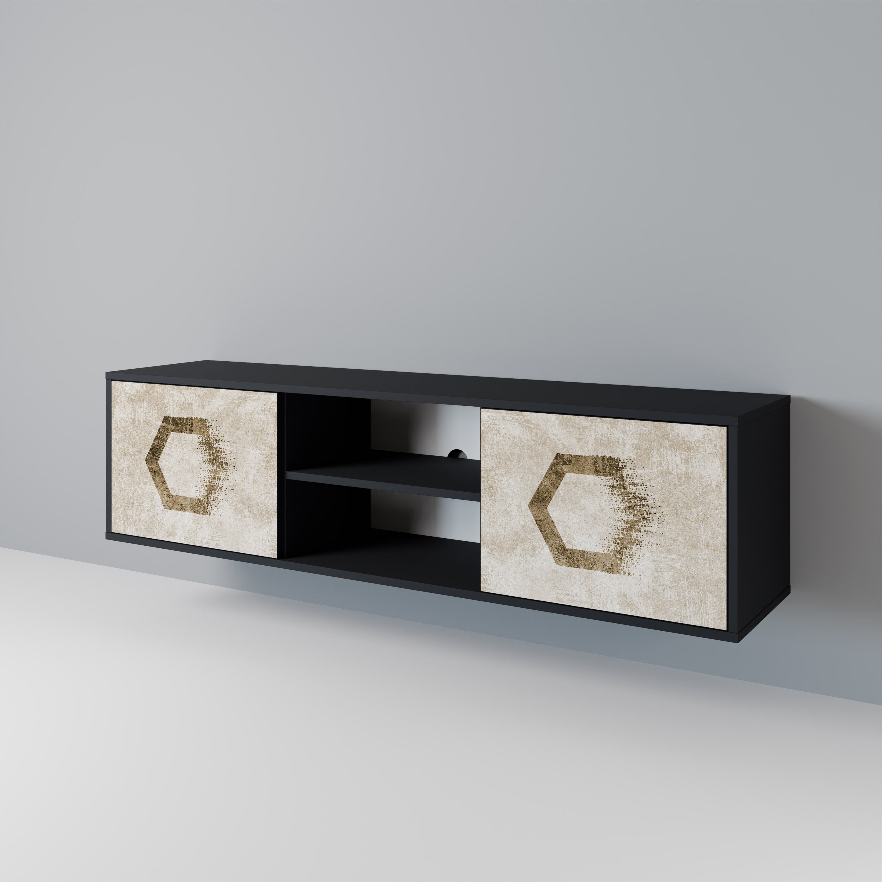 HEXAGONAL SHAPES 2-Door TV Cabinet