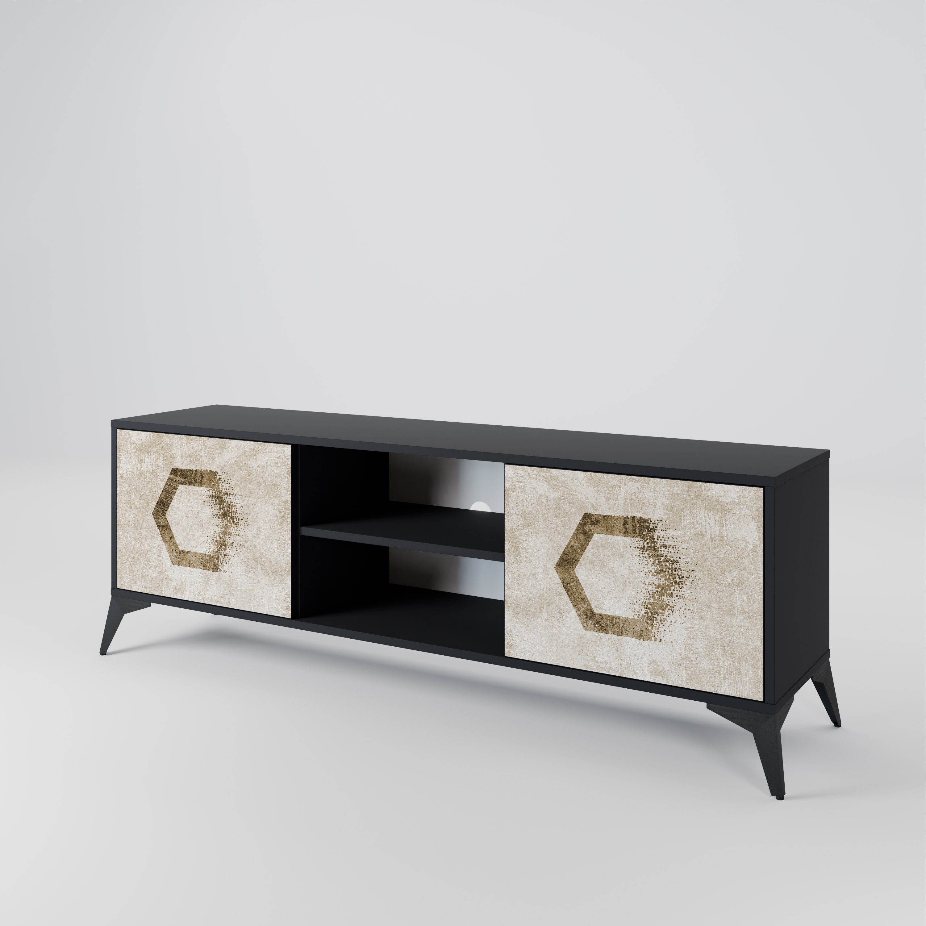 HEXAGONAL SHAPES 2-Door TV Cabinet