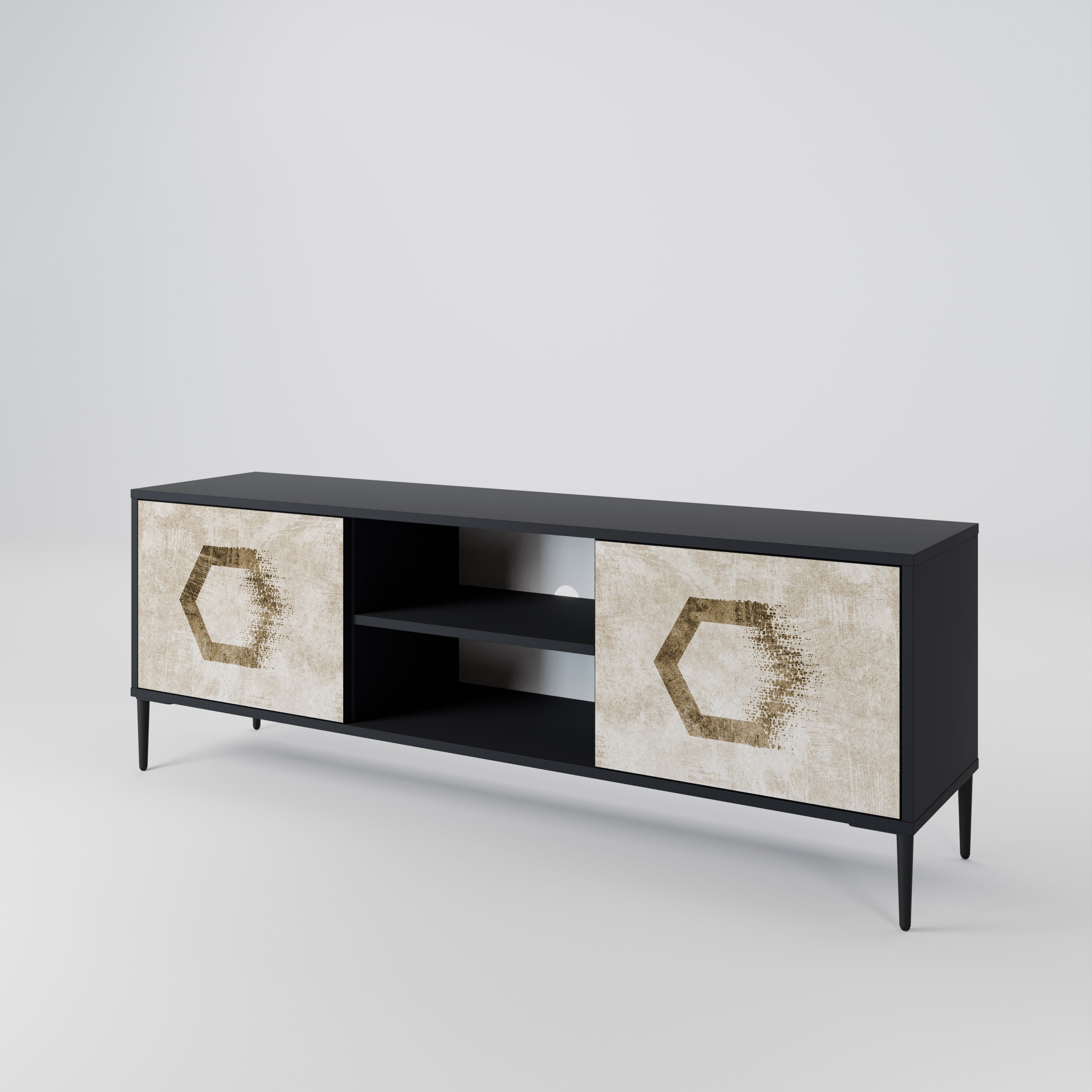 HEXAGONAL SHAPES 2-Door TV Cabinet