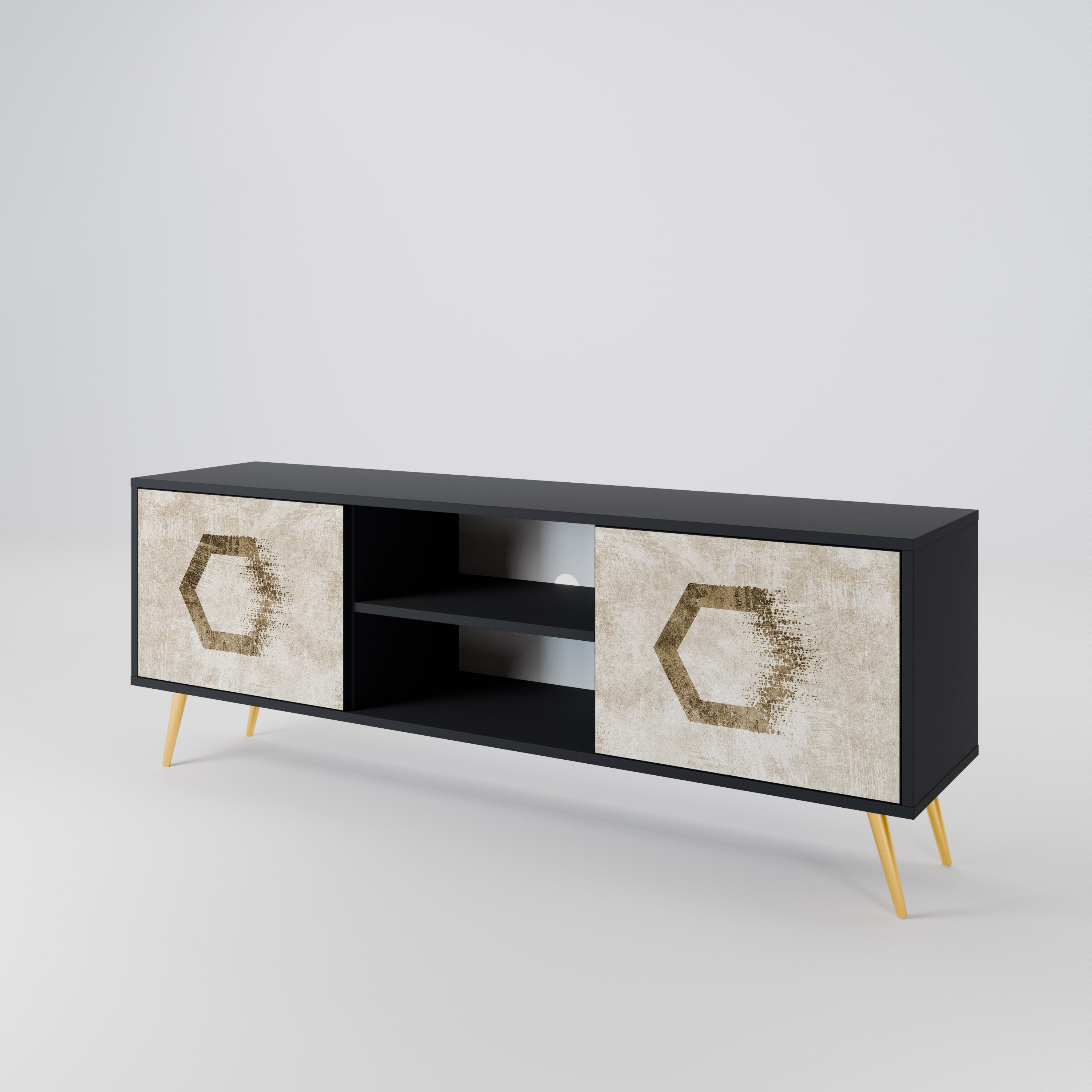 HEXAGONAL SHAPES 2-Door TV Cabinet