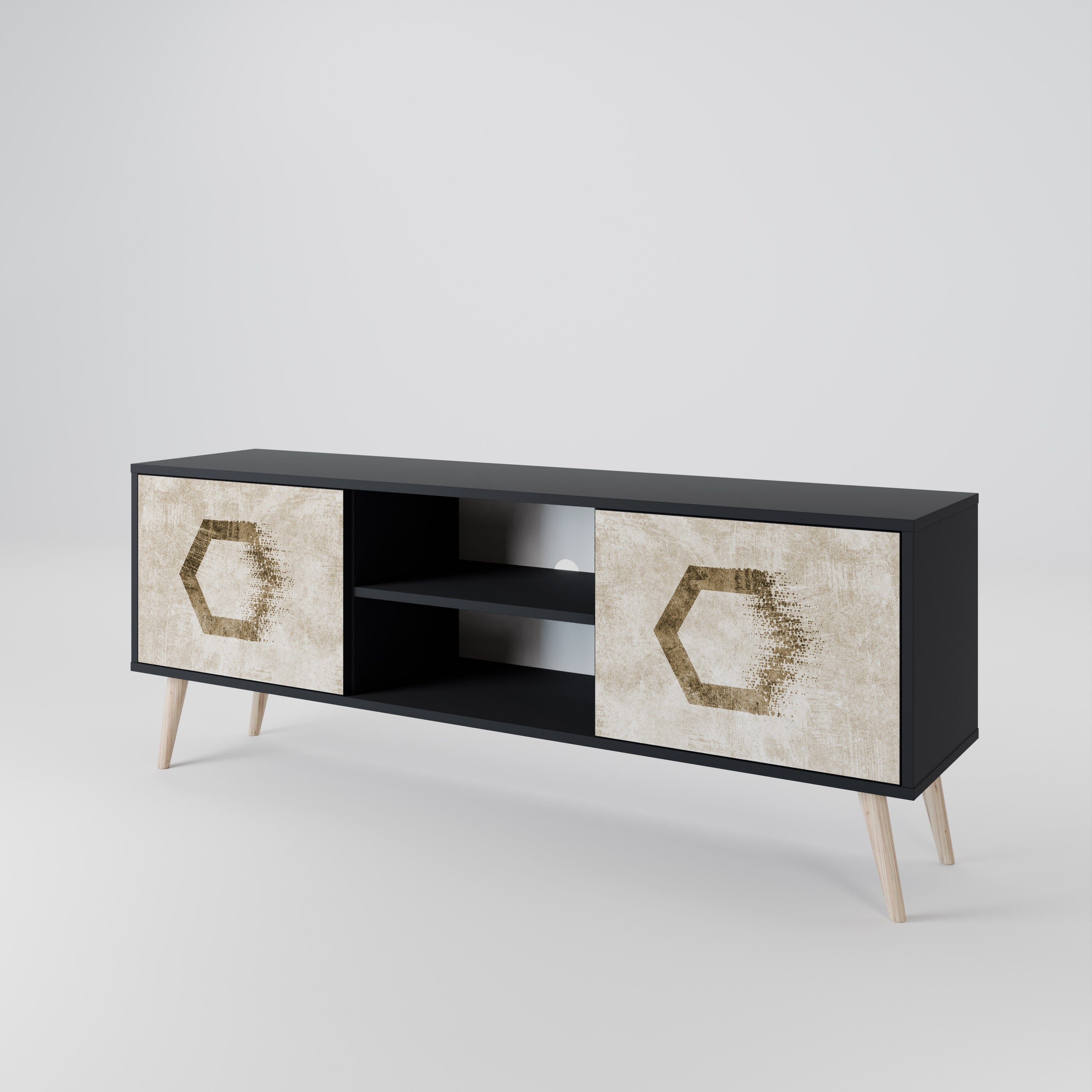 HEXAGONAL SHAPES 2-Door TV Cabinet
