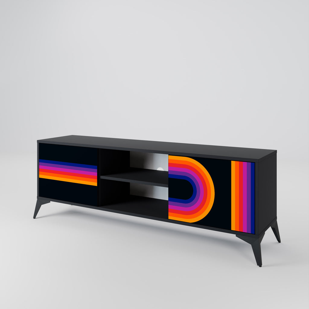 BLINDED BY THE LIGHTS 2-Door TV Stand in Black Finish