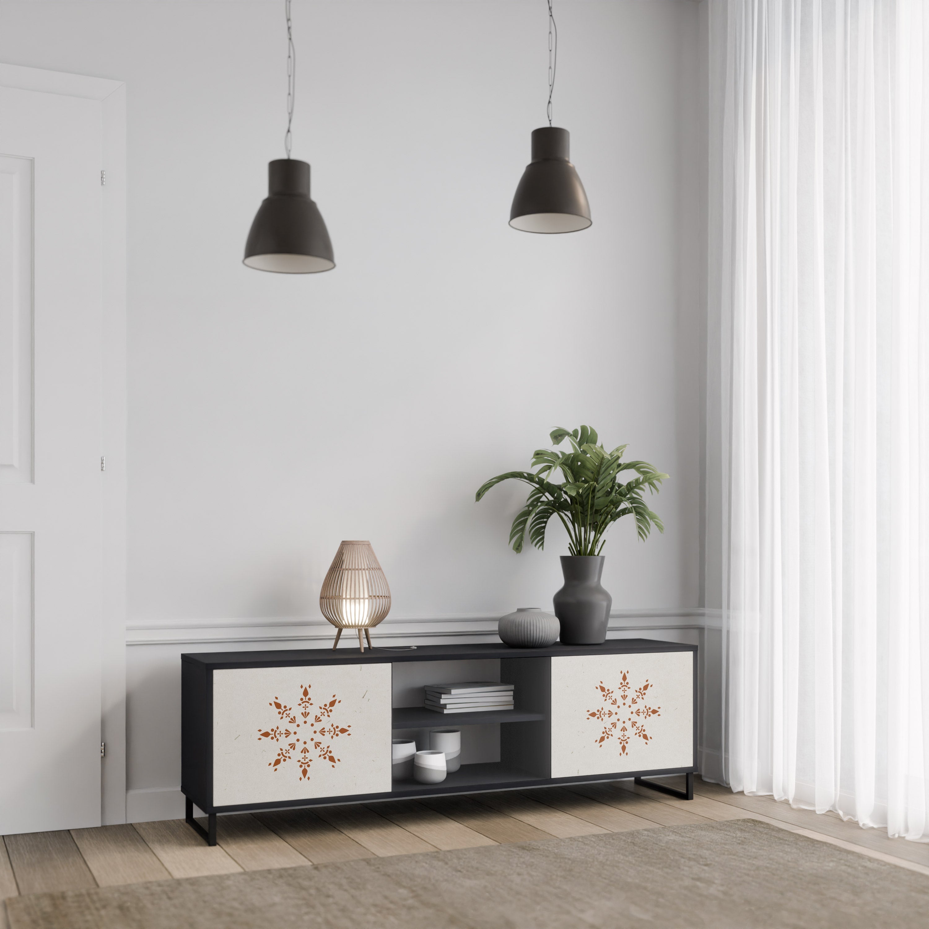 DAILY HARMONY 2-Door TV Stand in Black Finish