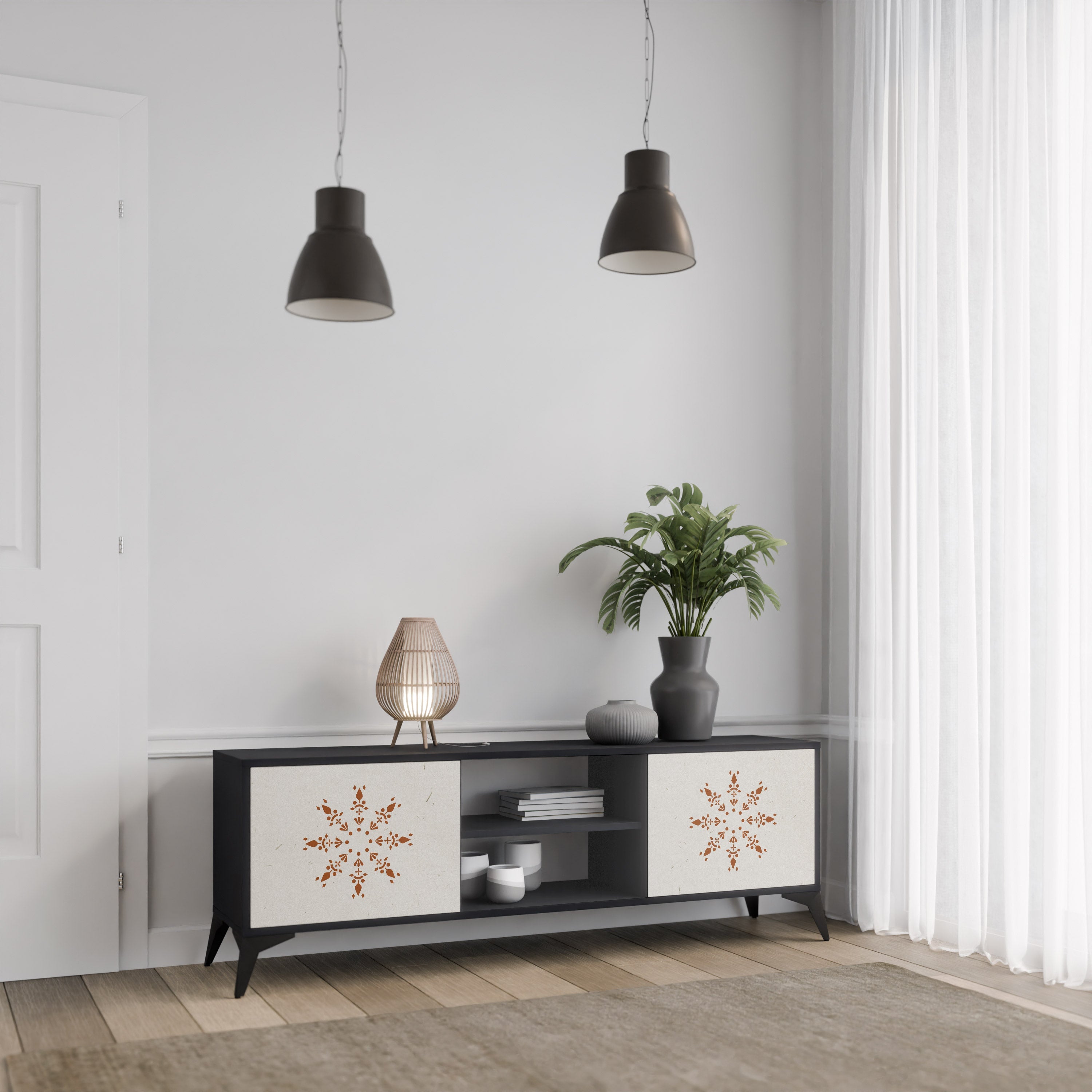 DAILY HARMONY 2-Door TV Stand in Black Finish