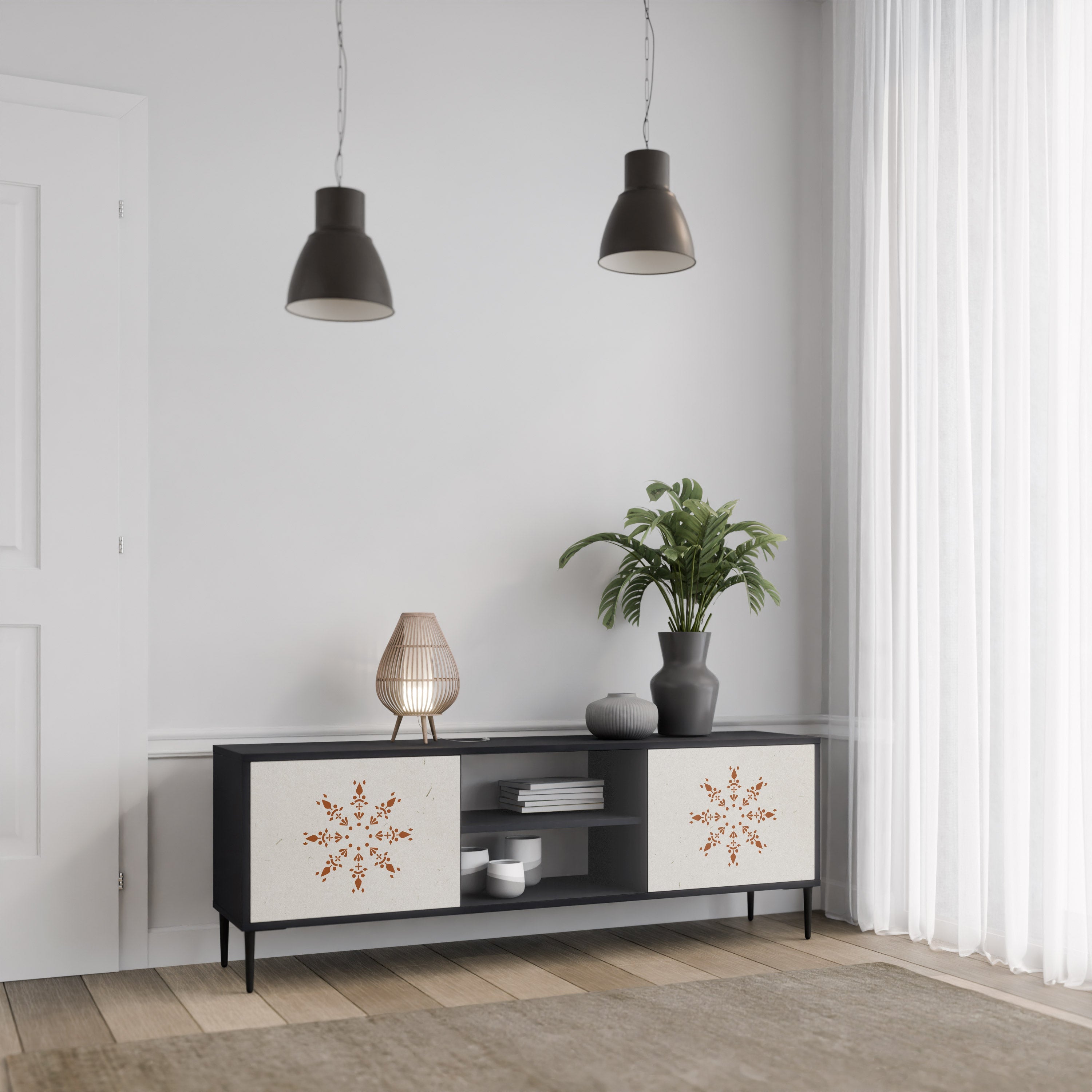 DAILY HARMONY 2-Door TV Stand in Black Finish
