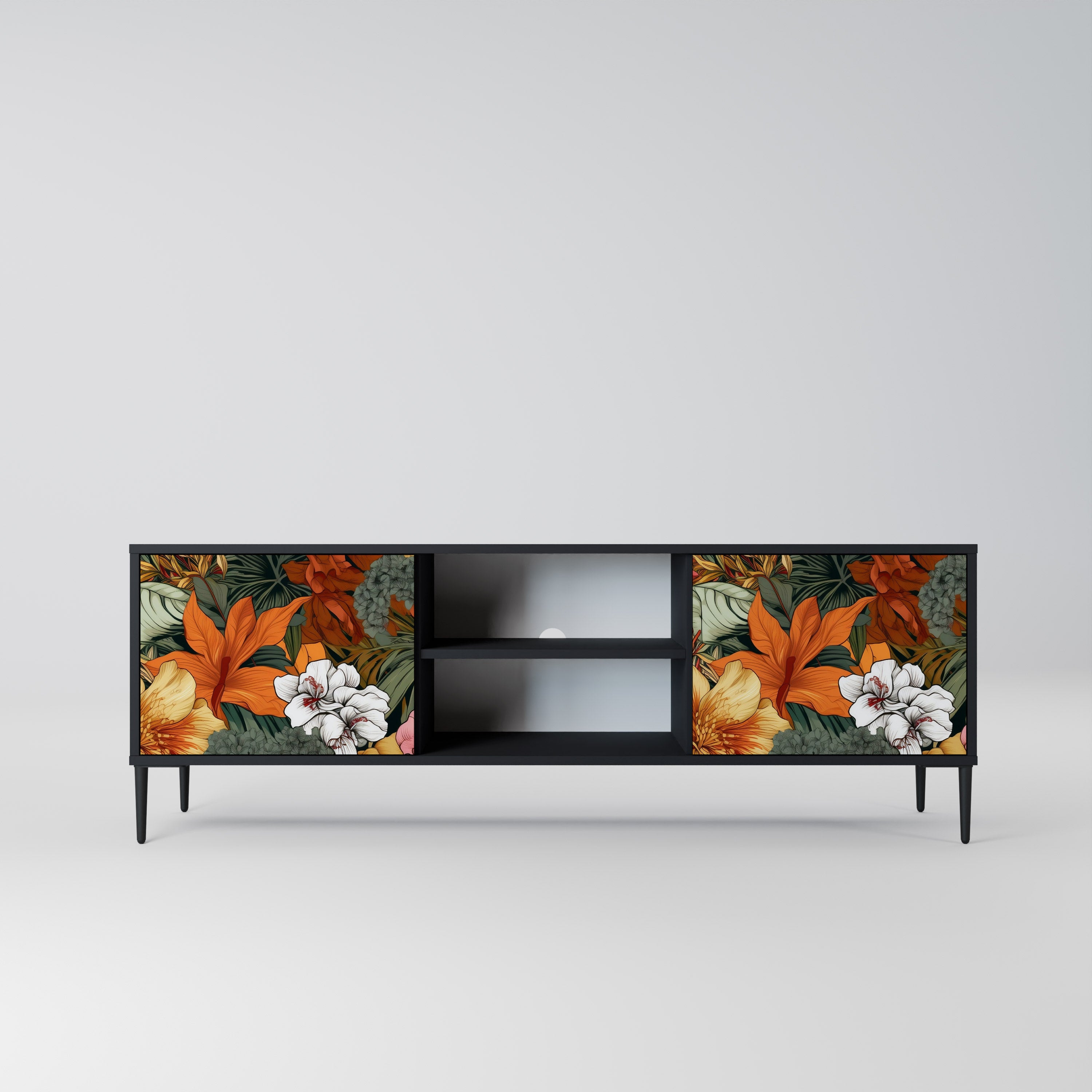 Βάση τηλεόρασης RADIANT FLORA 2 πορτών σε μαύρο φινίρισμα
