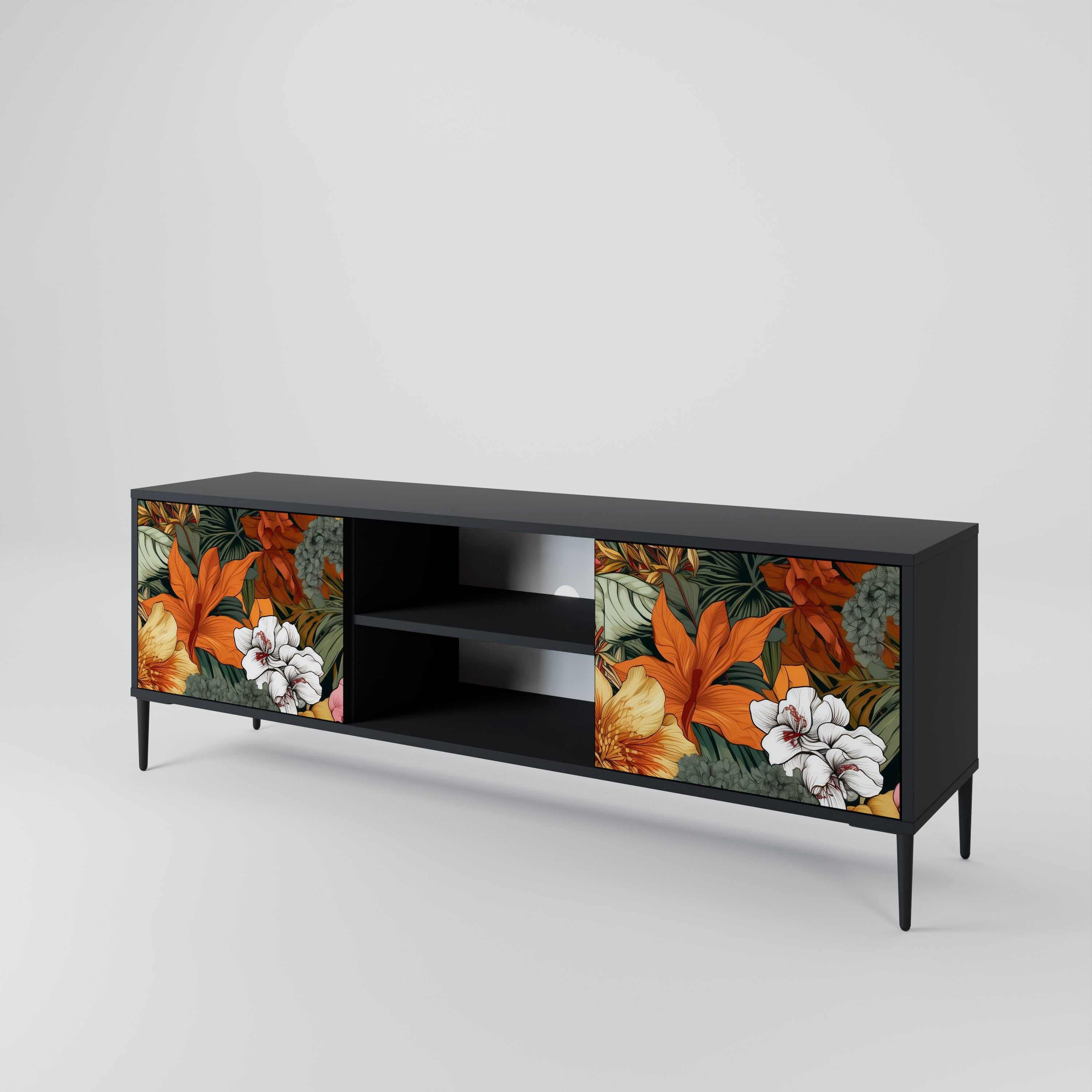 Βάση τηλεόρασης RADIANT FLORA 2 πορτών σε μαύρο φινίρισμα