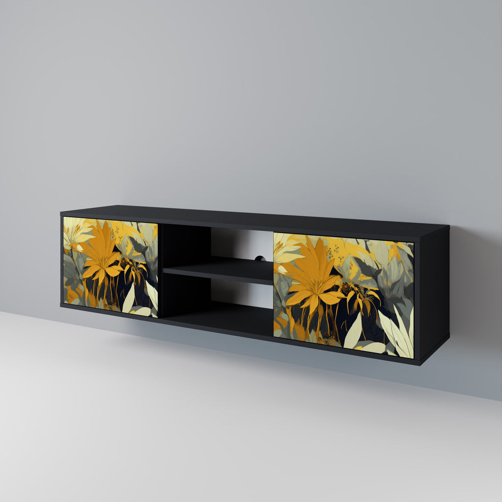 Βάση τηλεόρασης SUNKISSED LILY με 2 πόρτες σε μαύρο φινίρισμα