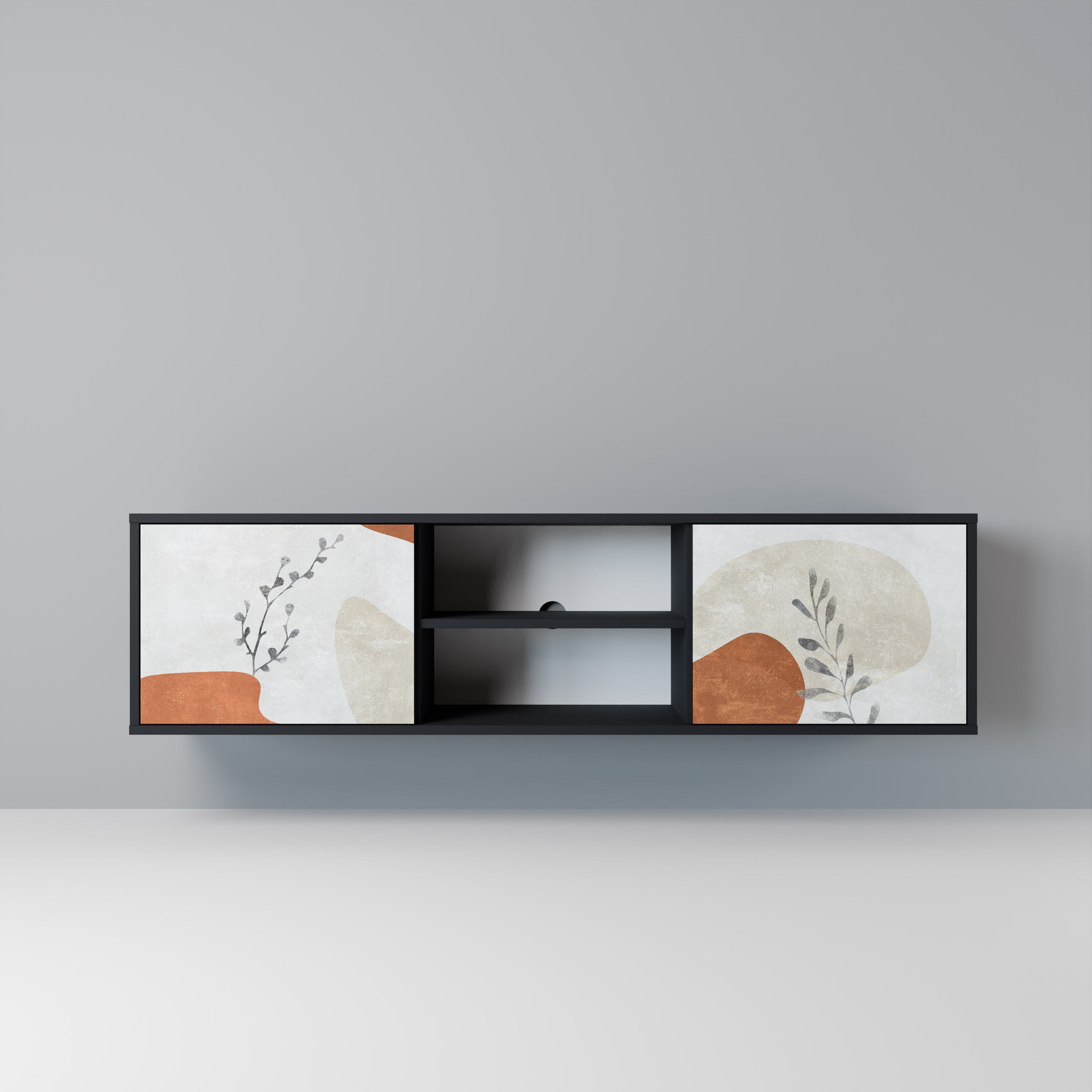 Βάση τηλεόρασης TRANQUIL TWIG με 2 πόρτες σε μαύρο φινίρισμα