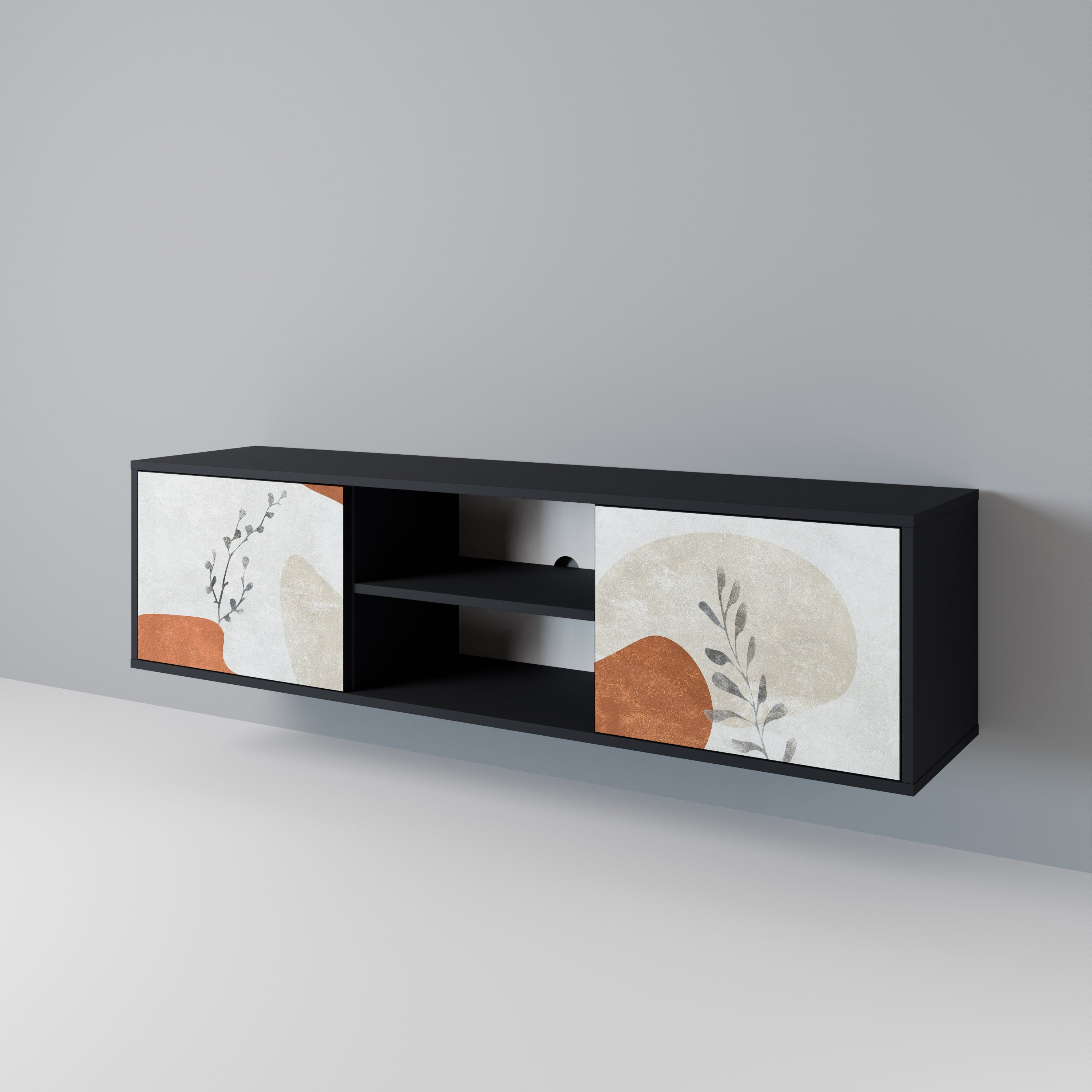 Βάση τηλεόρασης TRANQUIL TWIG με 2 πόρτες σε μαύρο φινίρισμα