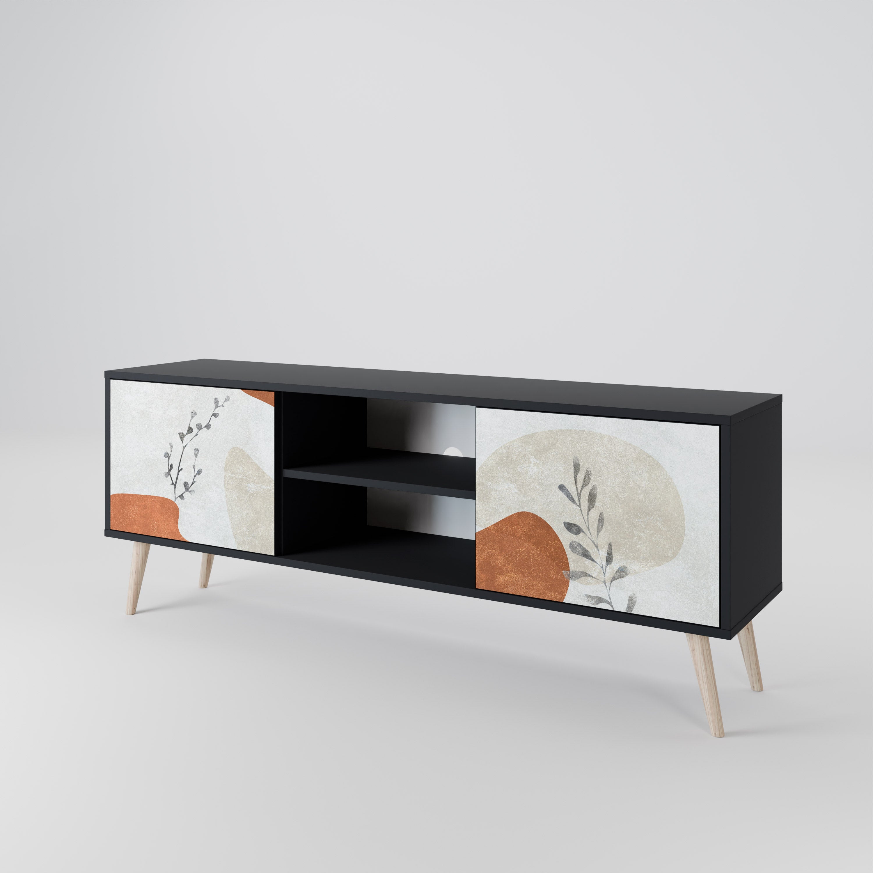 Βάση τηλεόρασης TRANQUIL TWIG με 2 πόρτες σε μαύρο φινίρισμα
