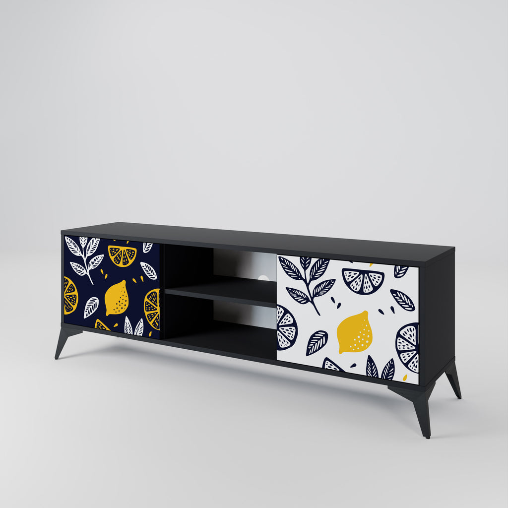 Βάση τηλεόρασης CITRUS BLACK AND WHITE με 2 πόρτες σε μαύρο φινίρισμα