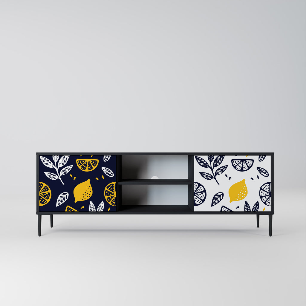 Βάση τηλεόρασης CITRUS BLACK AND WHITE με 2 πόρτες σε μαύρο φινίρισμα