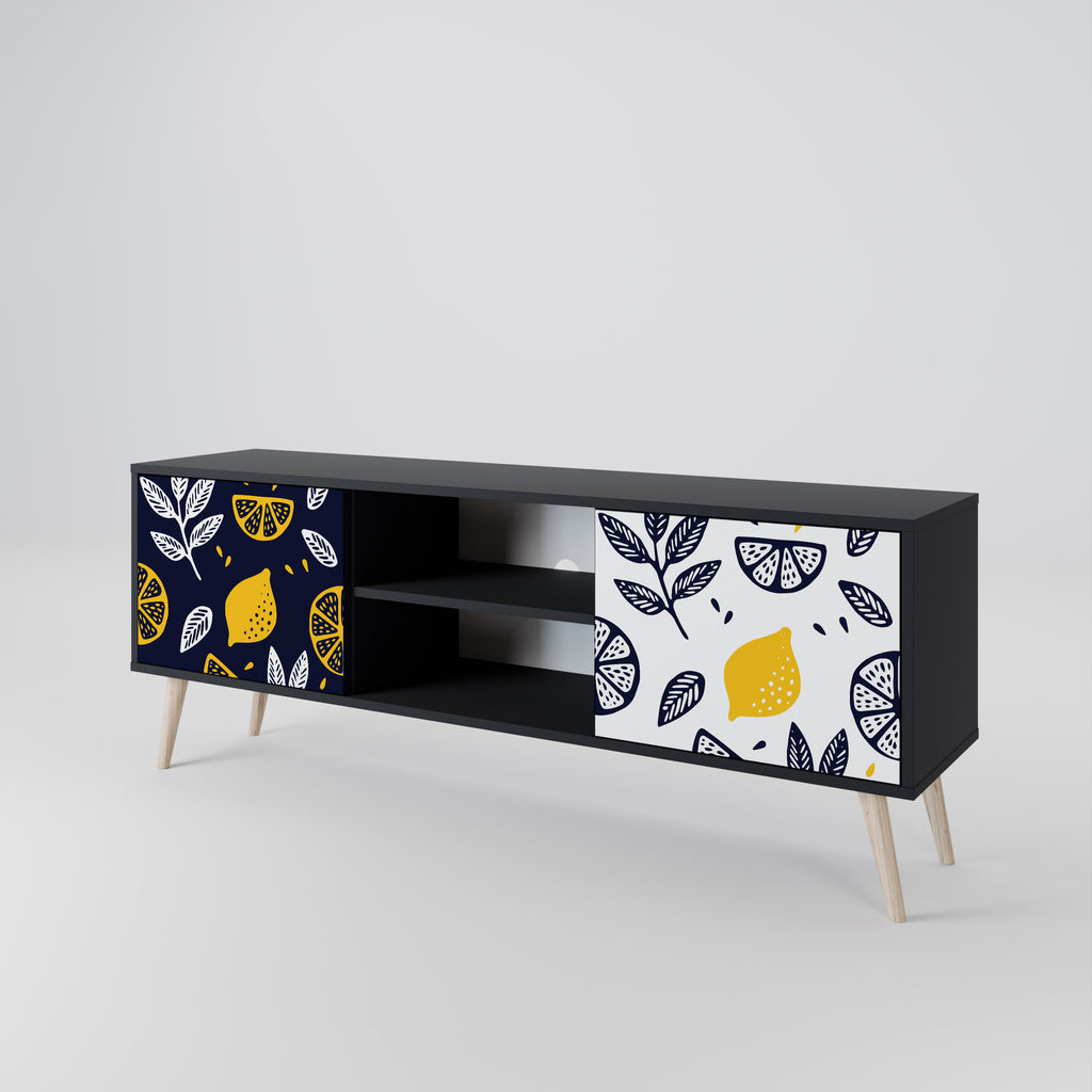 Βάση τηλεόρασης CITRUS BLACK AND WHITE με 2 πόρτες σε μαύρο φινίρισμα