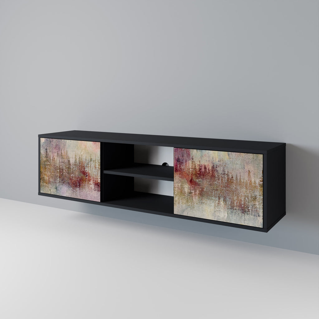VEILED SUMMIT 2-Door TV Stand in Black Finish