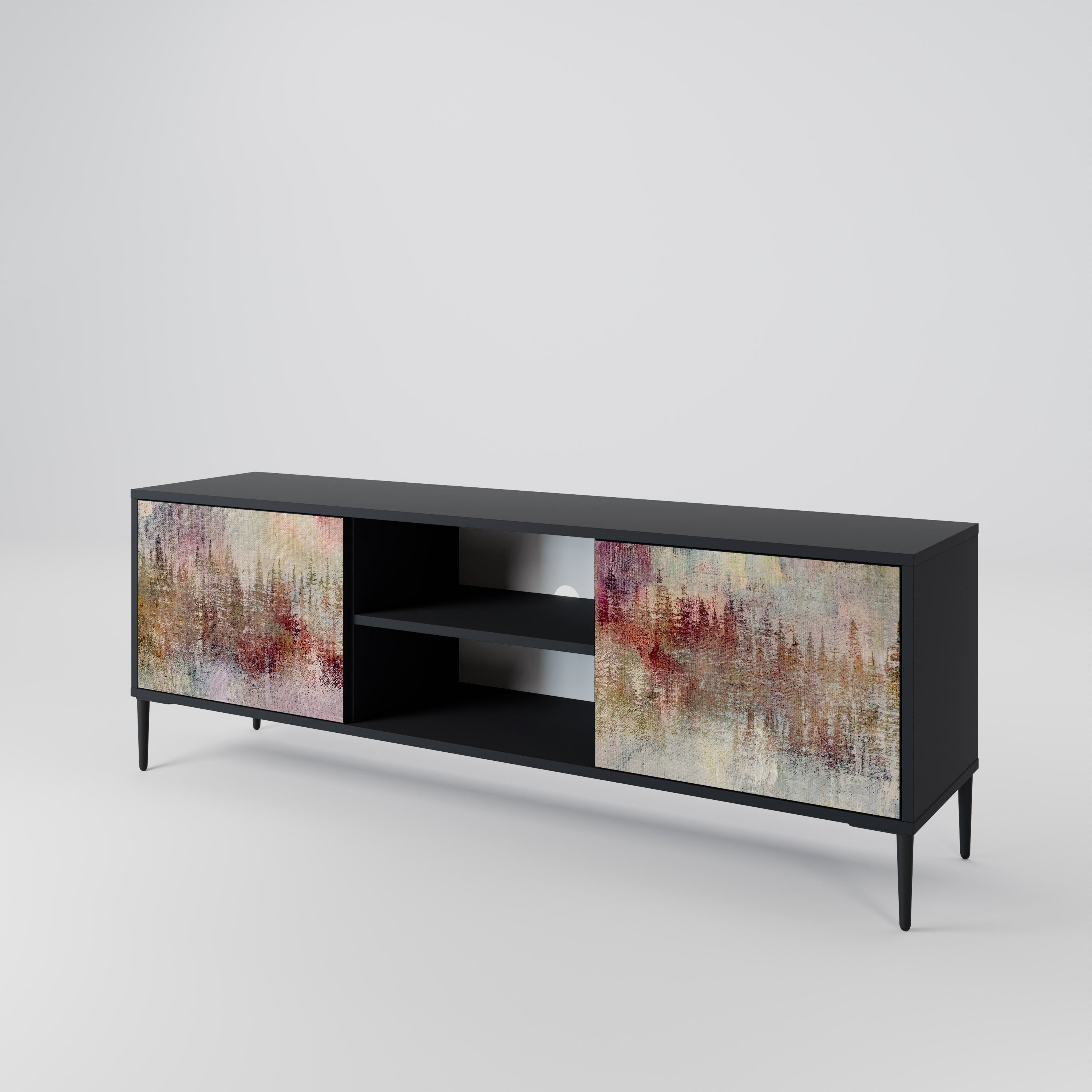 VEILED SUMMIT 2-Door TV Stand in Black Finish
