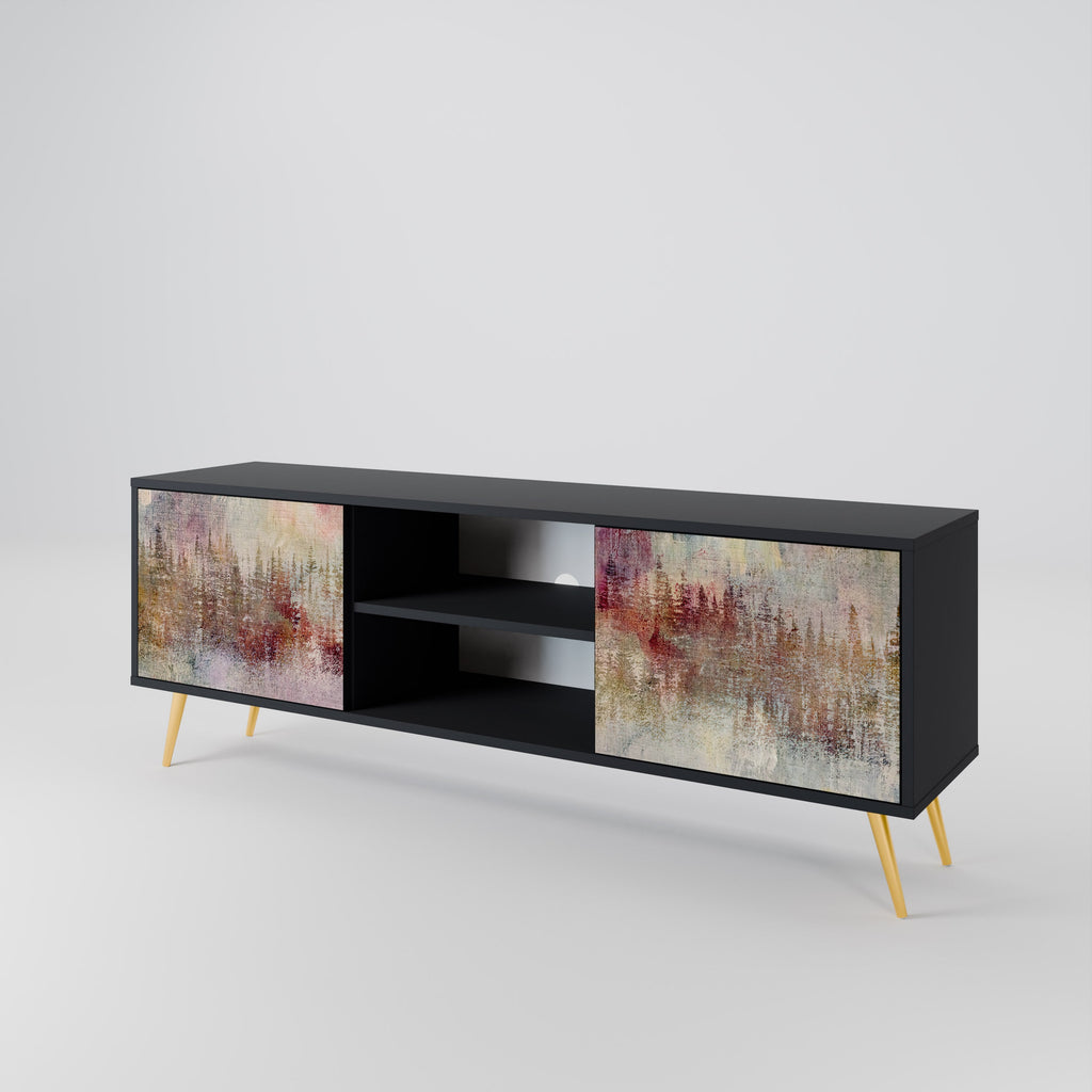 VEILED SUMMIT 2-Door TV Stand in Black Finish