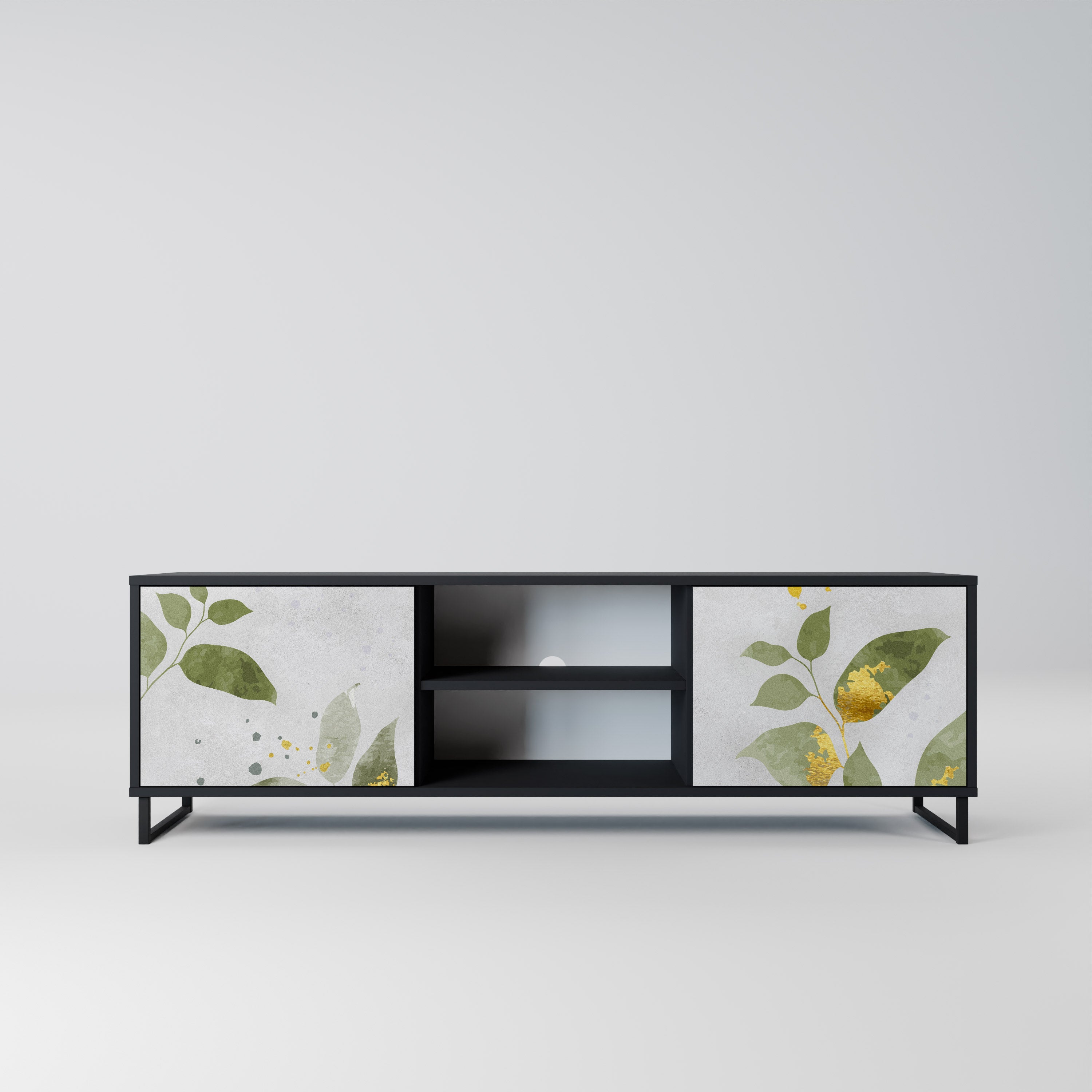 ELEGANT BOTANICS Δίπορτη βάση τηλεόρασης σε μαύρο φινίρισμα