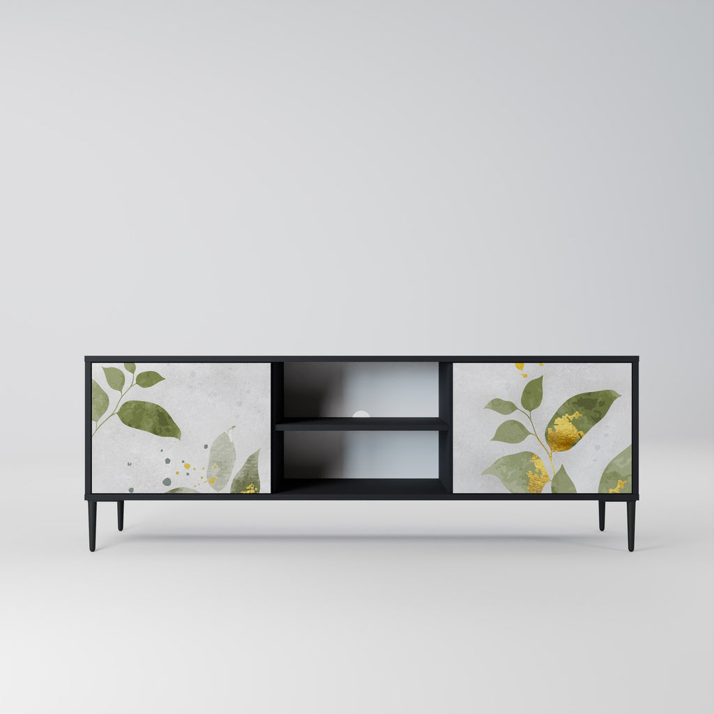 ELEGANT BOTANICS Δίπορτη βάση τηλεόρασης σε μαύρο φινίρισμα