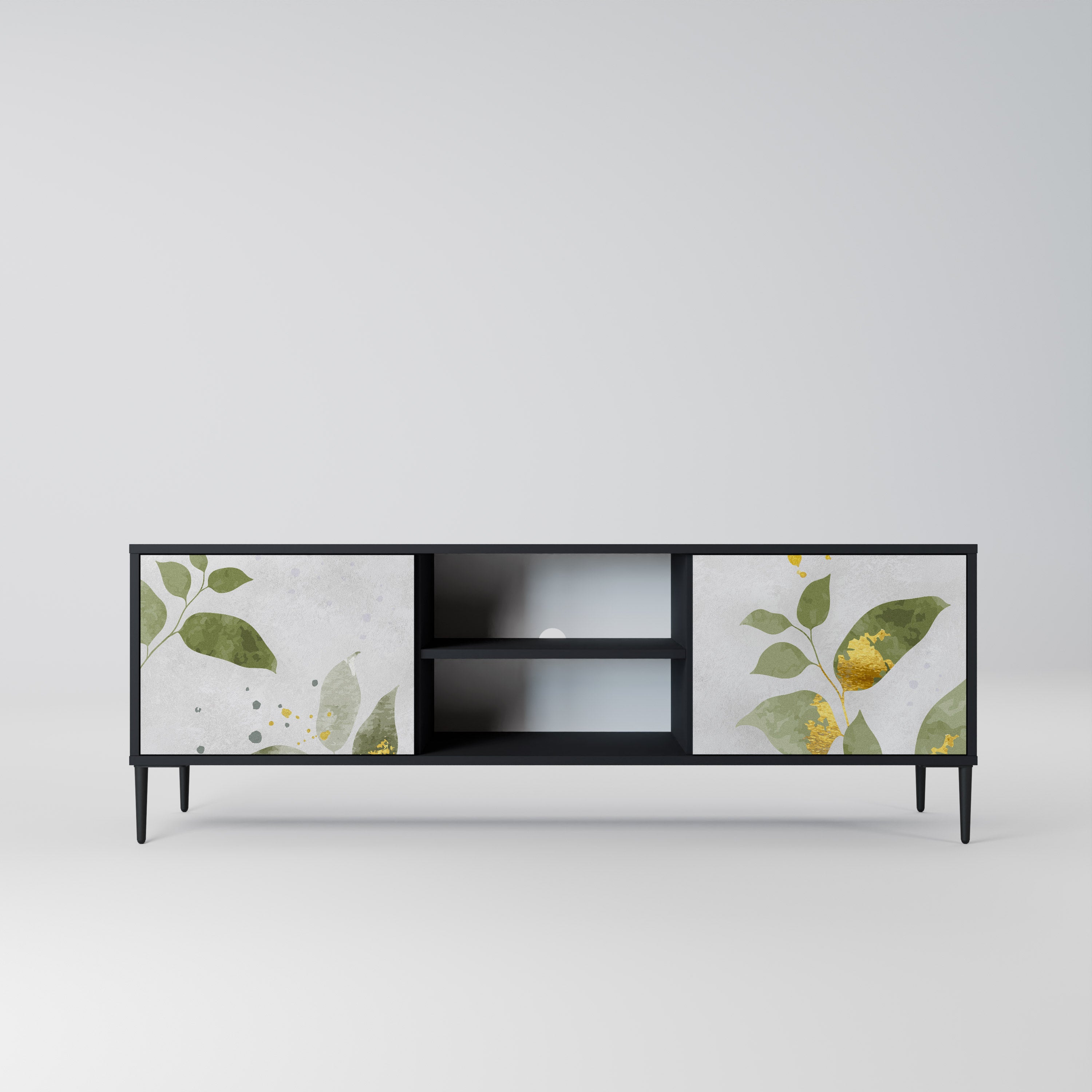 ELEGANT BOTANICS Δίπορτη βάση τηλεόρασης σε μαύρο φινίρισμα