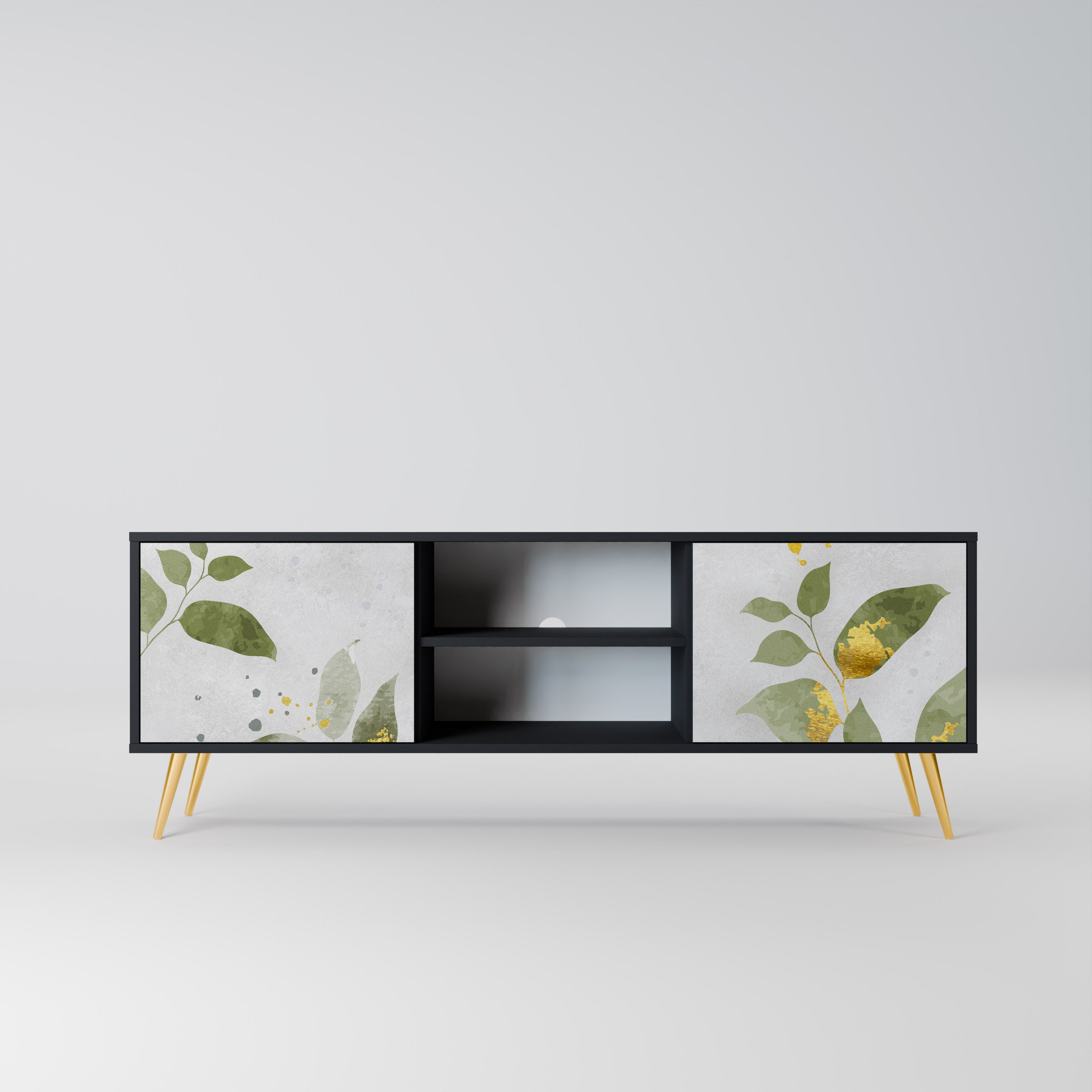 ELEGANT BOTANICS Δίπορτη βάση τηλεόρασης σε μαύρο φινίρισμα