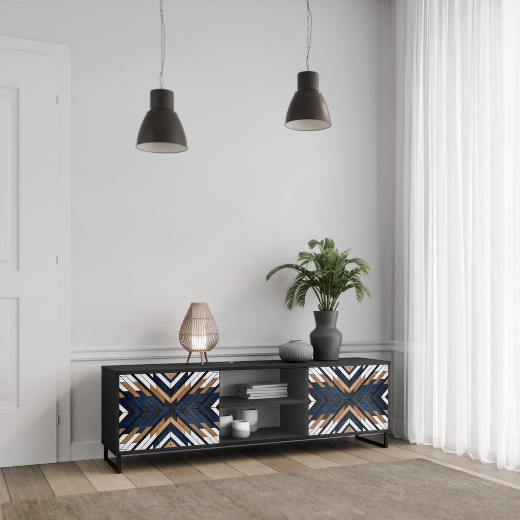 Βάση τηλεόρασης ARTFUL GEOMETRIA 2 πορτών σε μαύρο φινίρισμα