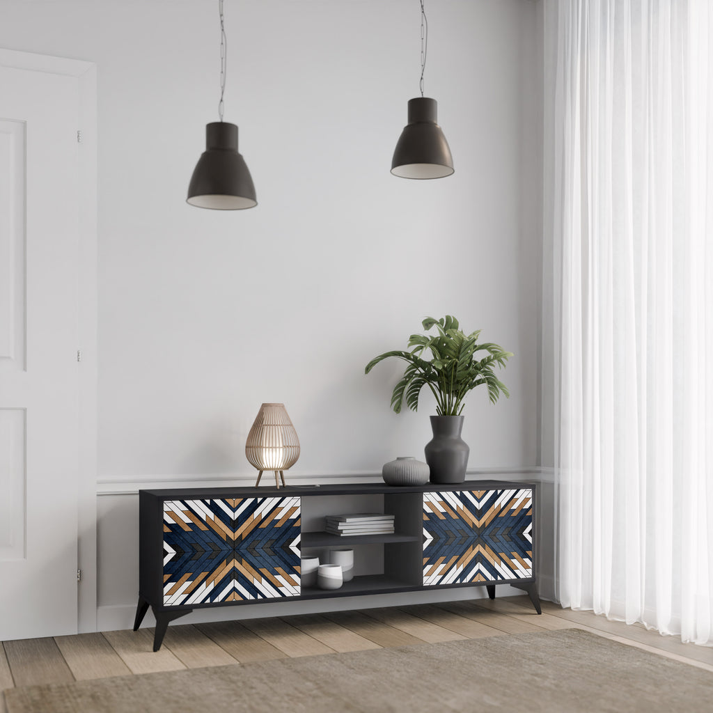 Βάση τηλεόρασης ARTFUL GEOMETRIA 2 πορτών σε μαύρο φινίρισμα
