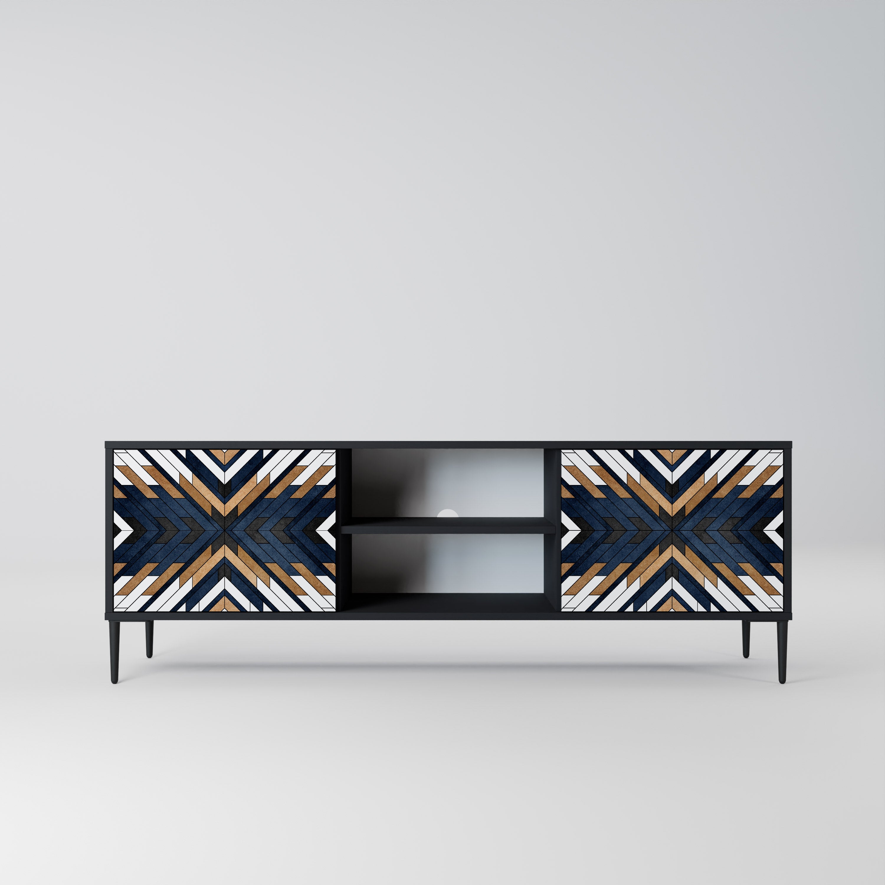 Βάση τηλεόρασης ARTFUL GEOMETRIA 2 πορτών σε μαύρο φινίρισμα