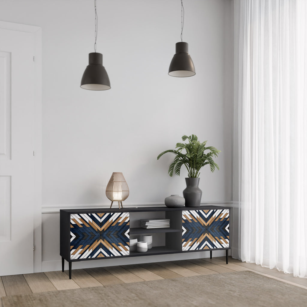 Βάση τηλεόρασης ARTFUL GEOMETRIA 2 πορτών σε μαύρο φινίρισμα