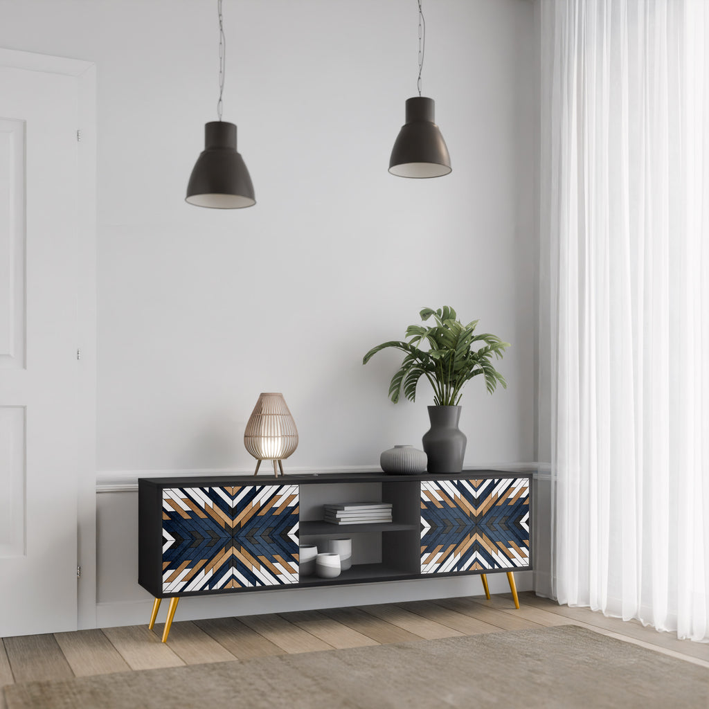 Βάση τηλεόρασης ARTFUL GEOMETRIA 2 πορτών σε μαύρο φινίρισμα