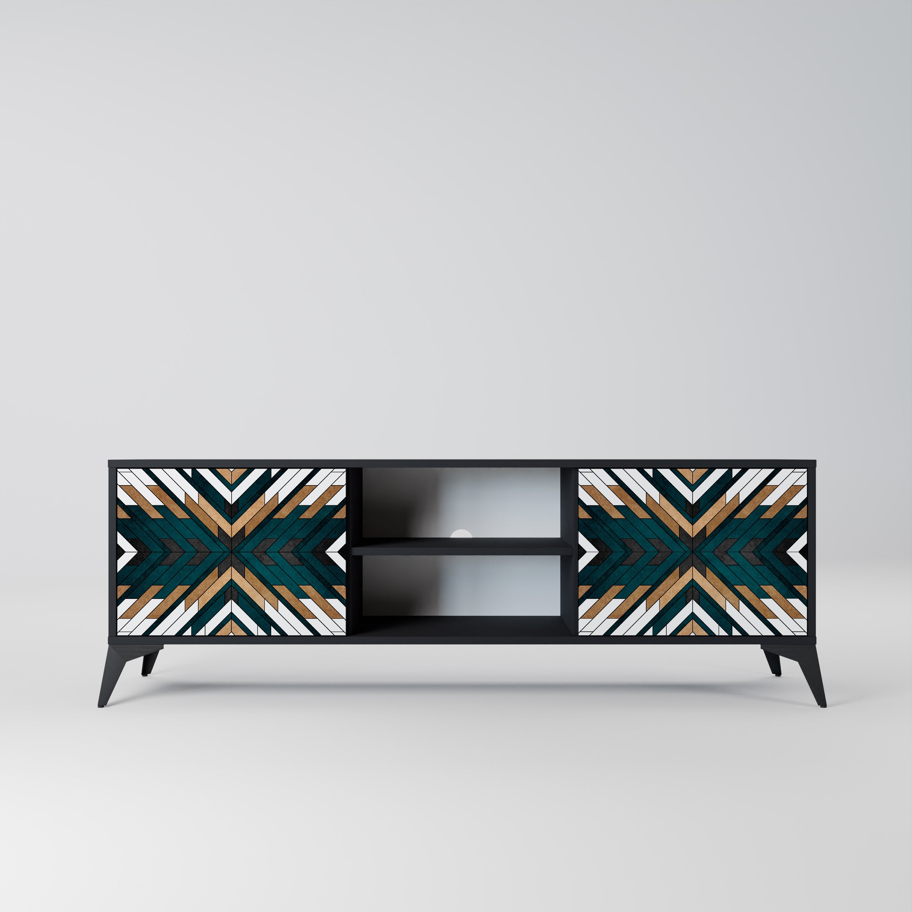 Βάση τηλεόρασης ARTISTIC GEOMETRIA 2 πορτών σε μαύρο φινίρισμα