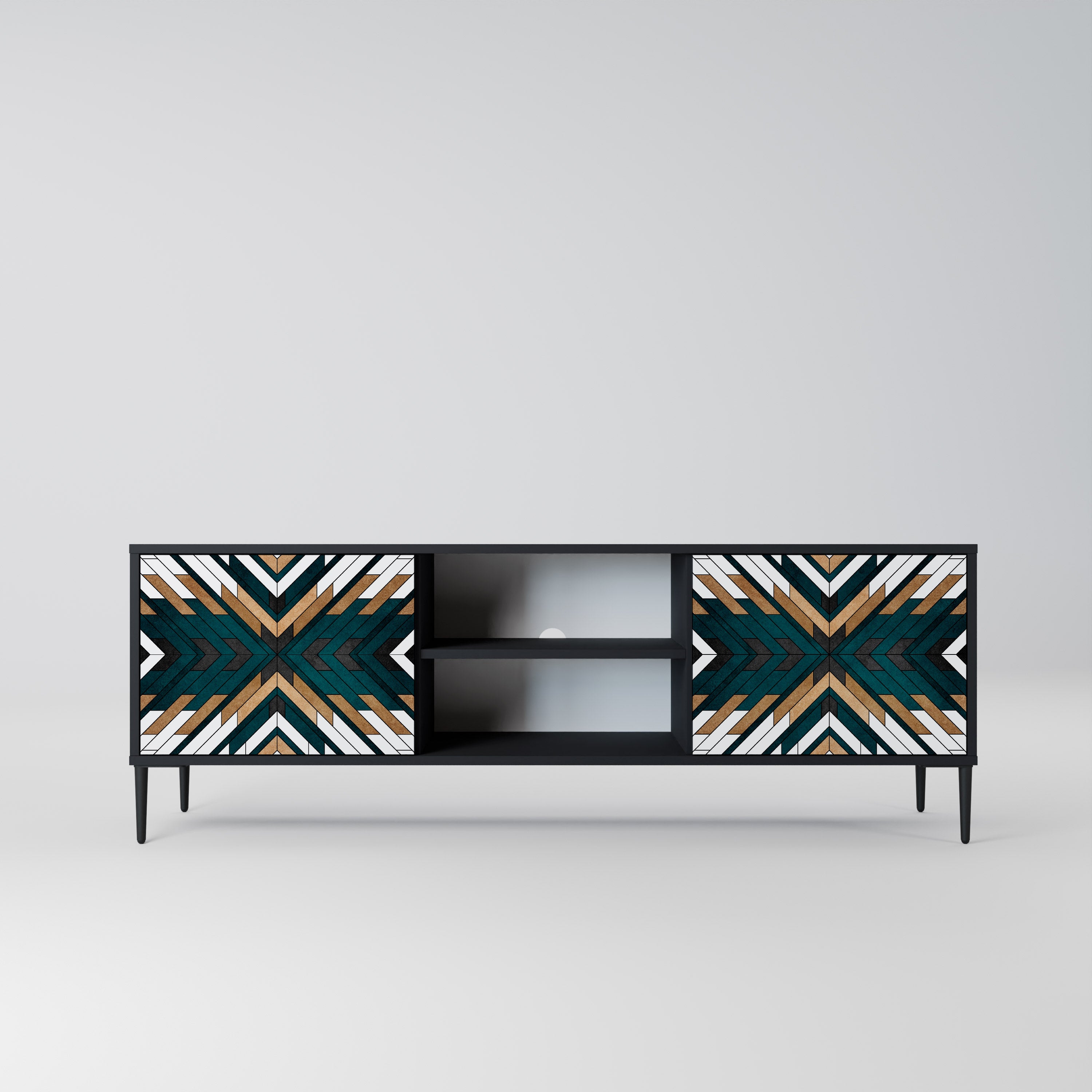 Βάση τηλεόρασης ARTISTIC GEOMETRIA 2 πορτών σε μαύρο φινίρισμα