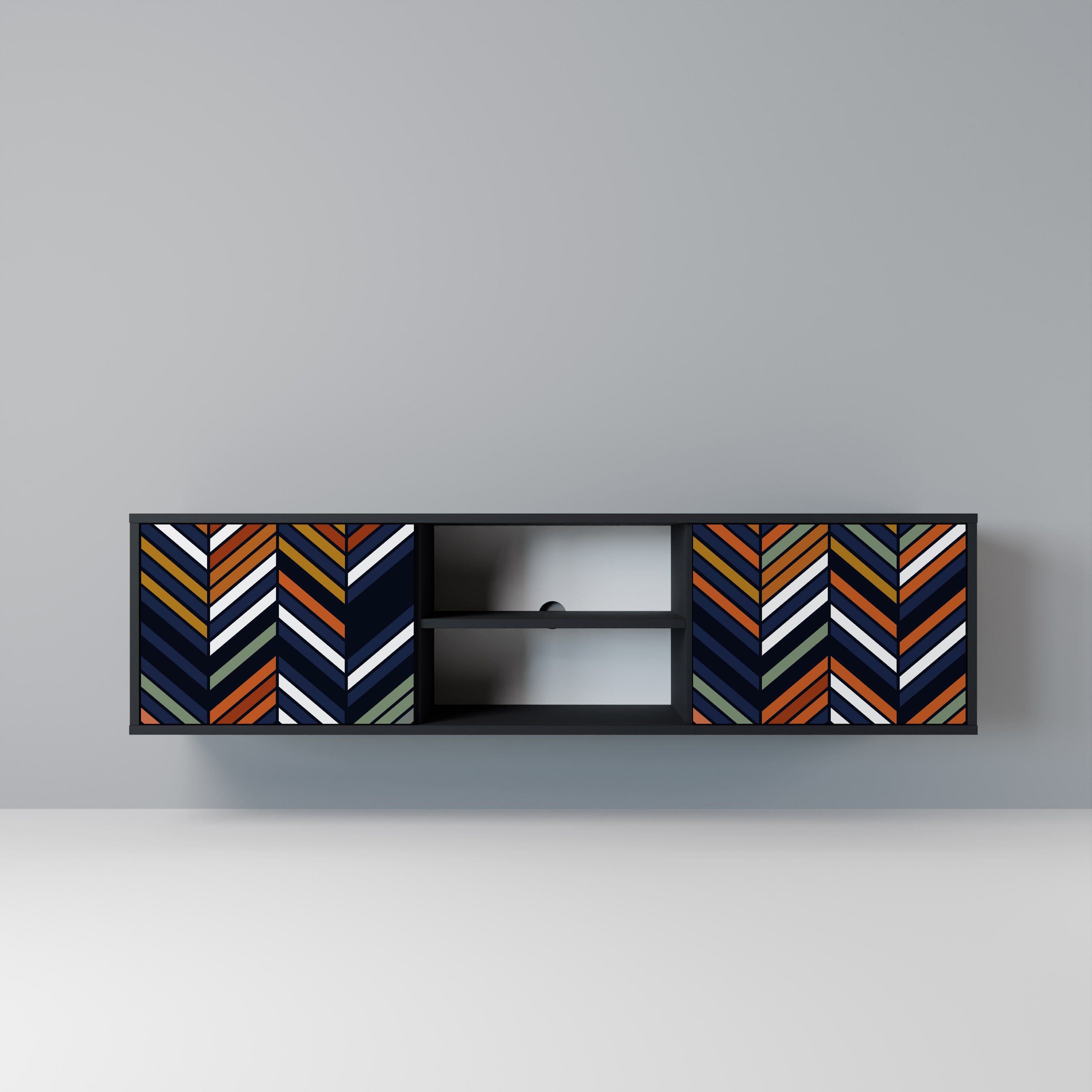 Βάση τηλεόρασης VIBRANT PATCHWORK 2 θυρών σε μαύρο φινίρισμα