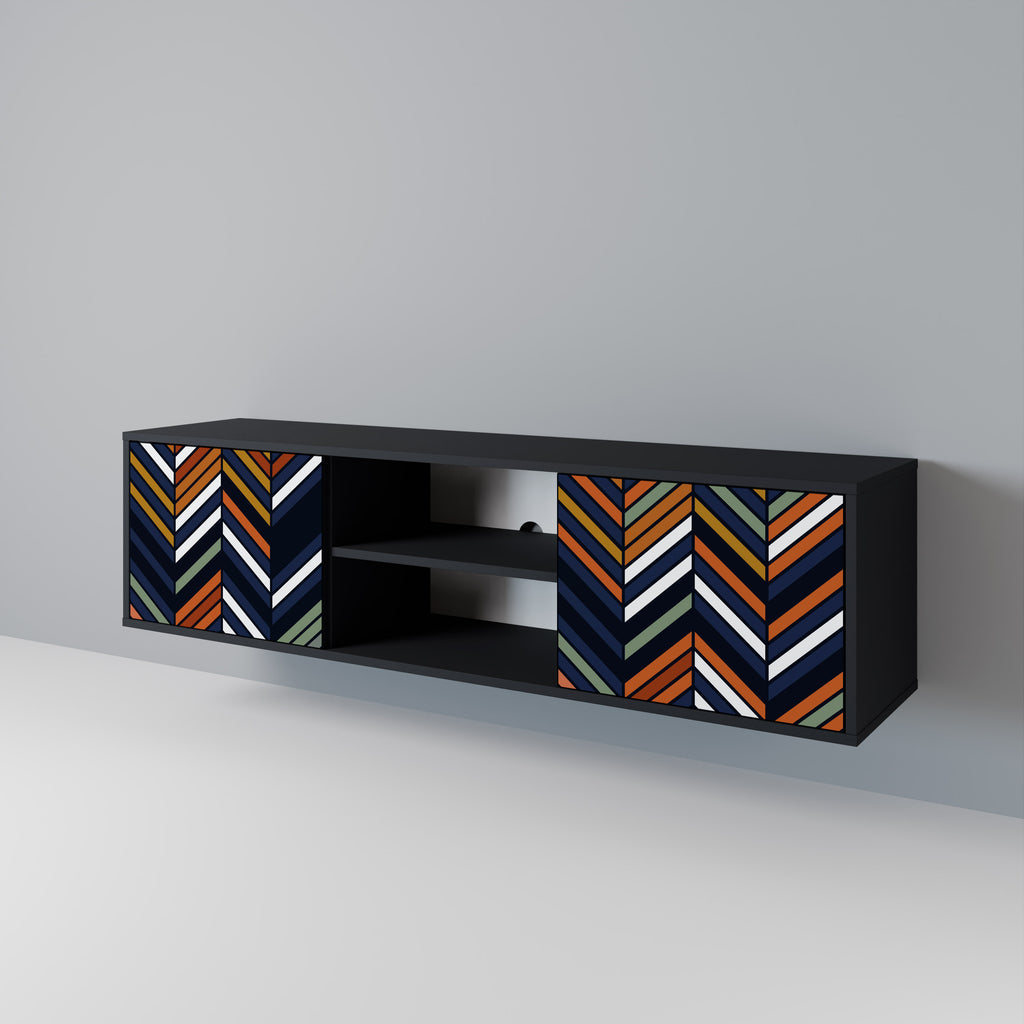 Βάση τηλεόρασης VIBRANT PATCHWORK 2 θυρών σε μαύρο φινίρισμα