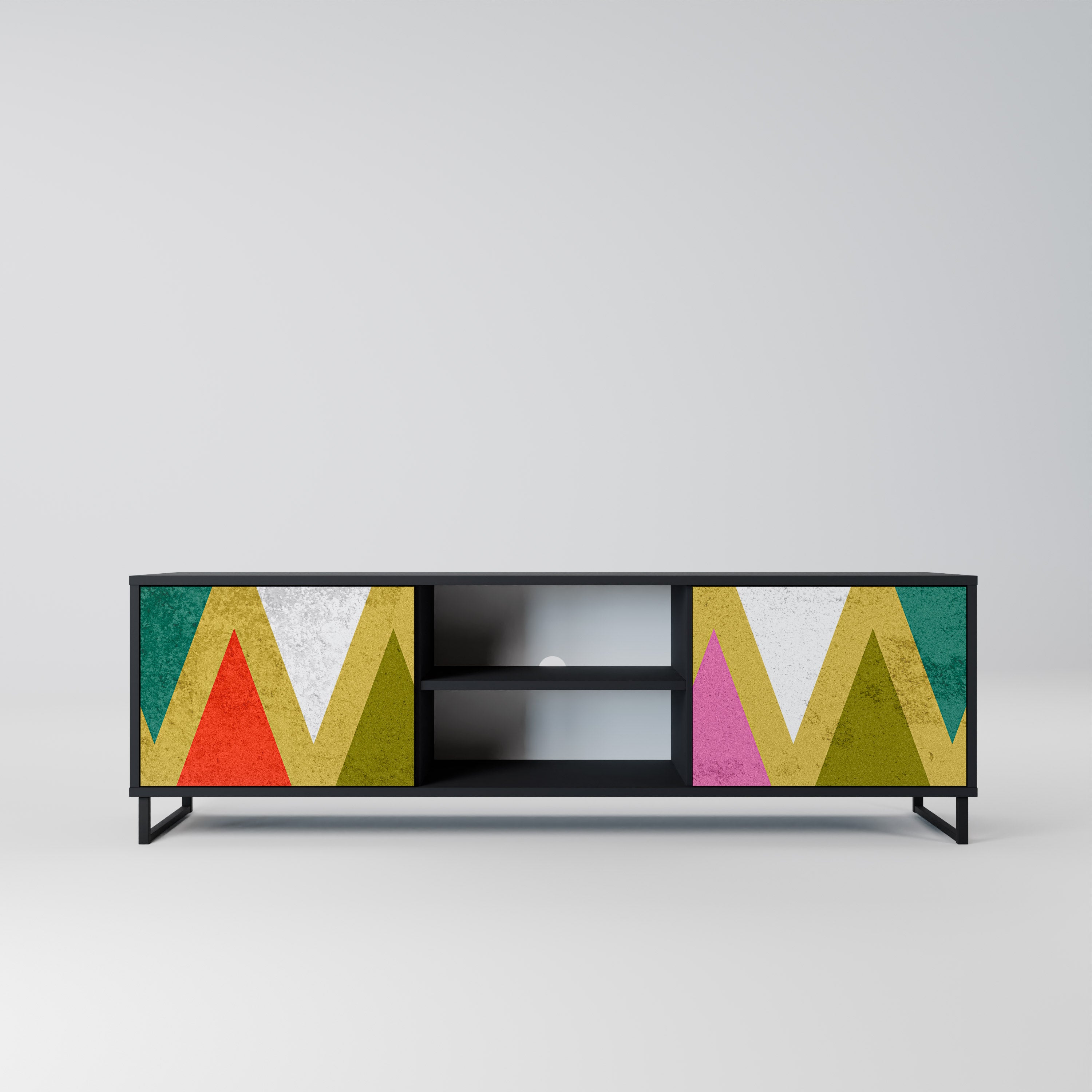 Βάση τηλεόρασης COLORFUL TRIANGLES 2 πορτών σε μαύρο φινίρισμα