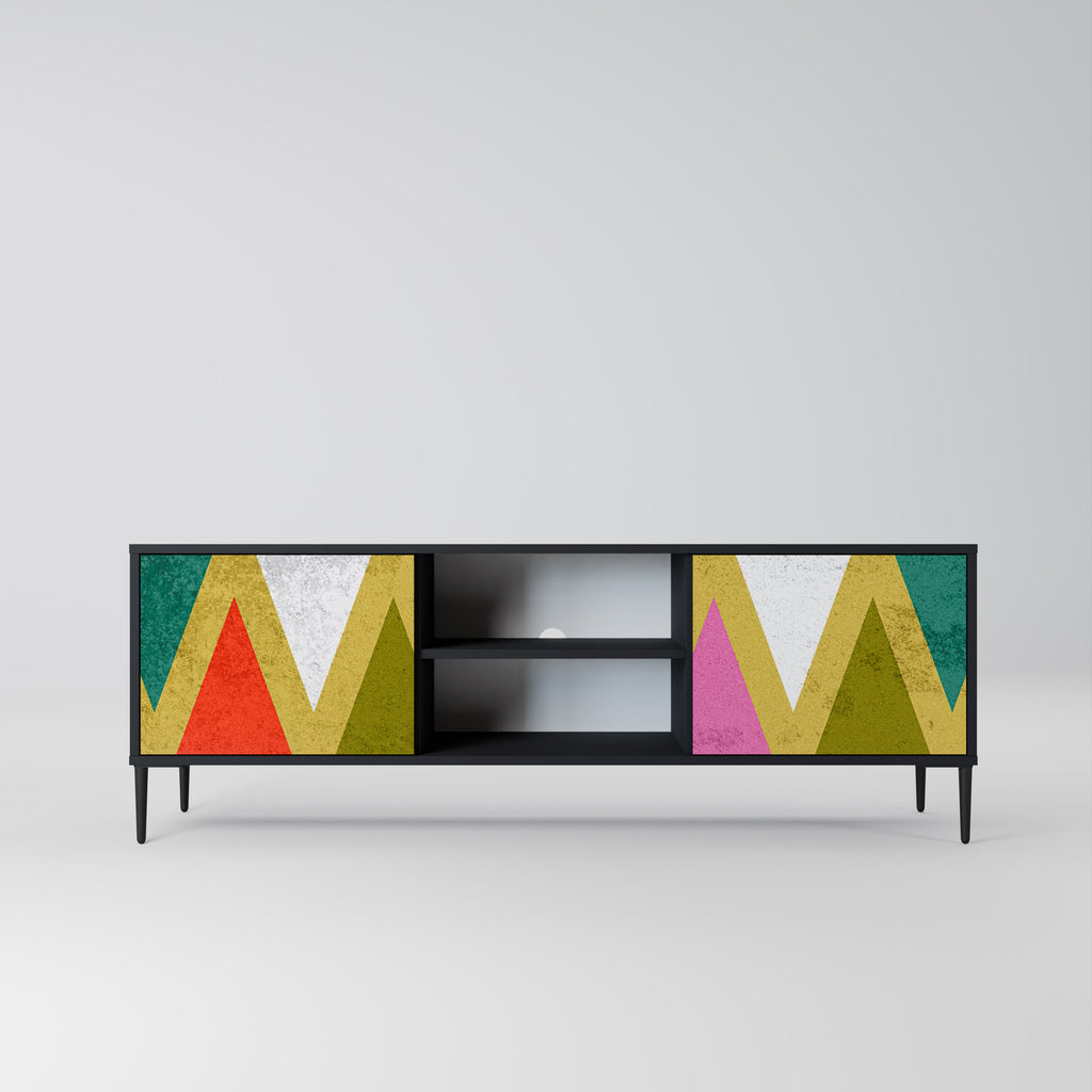Βάση τηλεόρασης COLORFUL TRIANGLES 2 πορτών σε μαύρο φινίρισμα