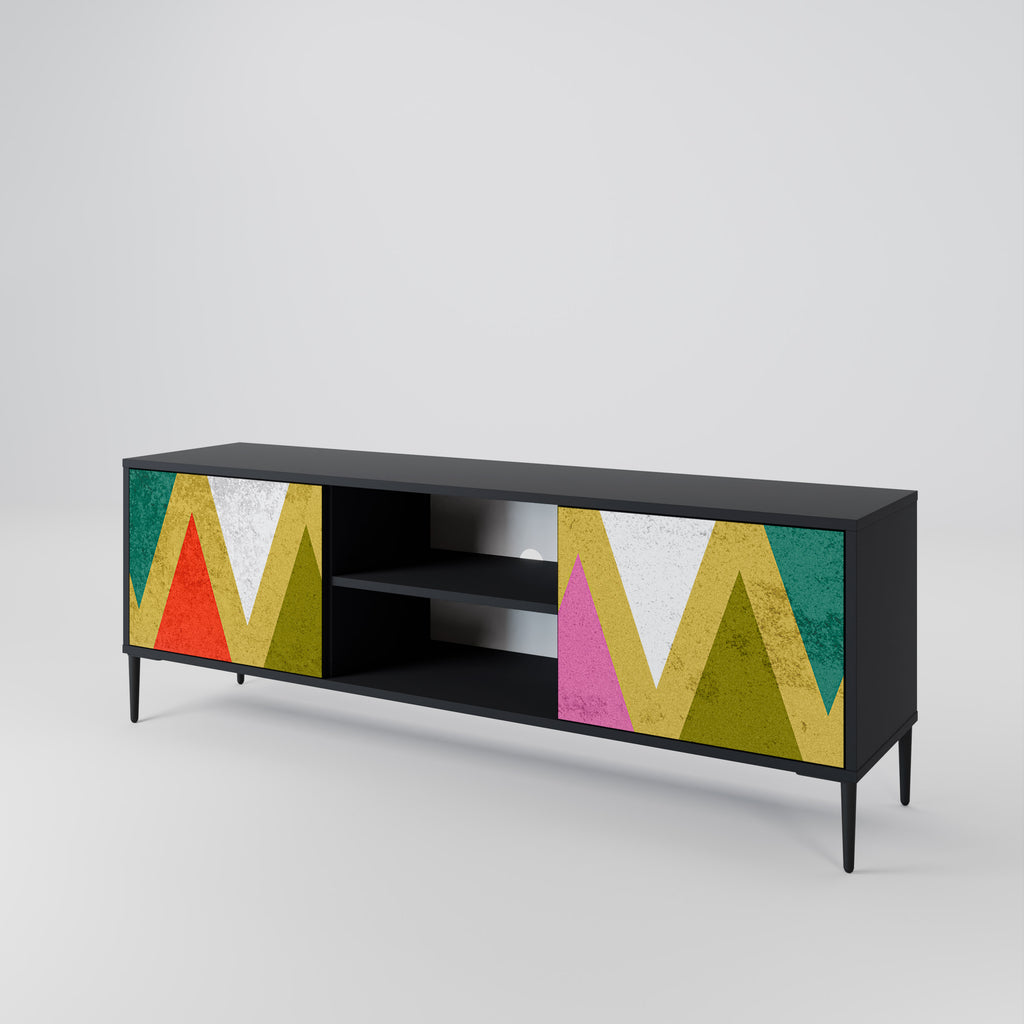 Βάση τηλεόρασης COLORFUL TRIANGLES 2 πορτών σε μαύρο φινίρισμα