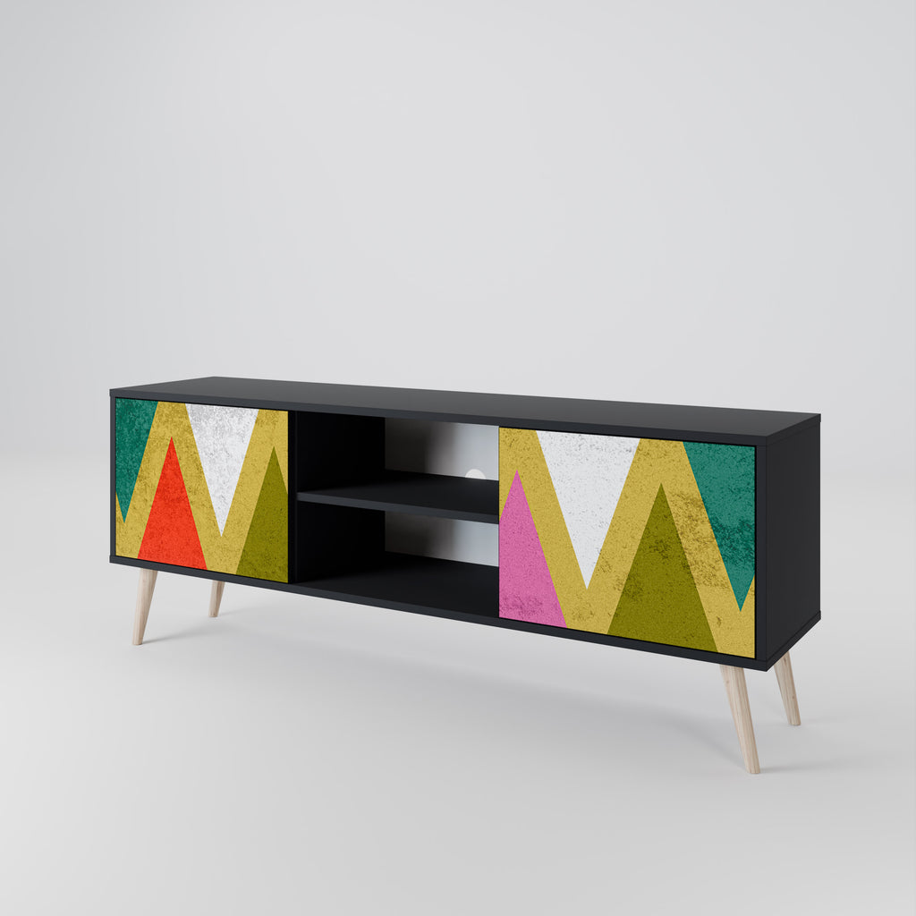 Βάση τηλεόρασης COLORFUL TRIANGLES 2 πορτών σε μαύρο φινίρισμα