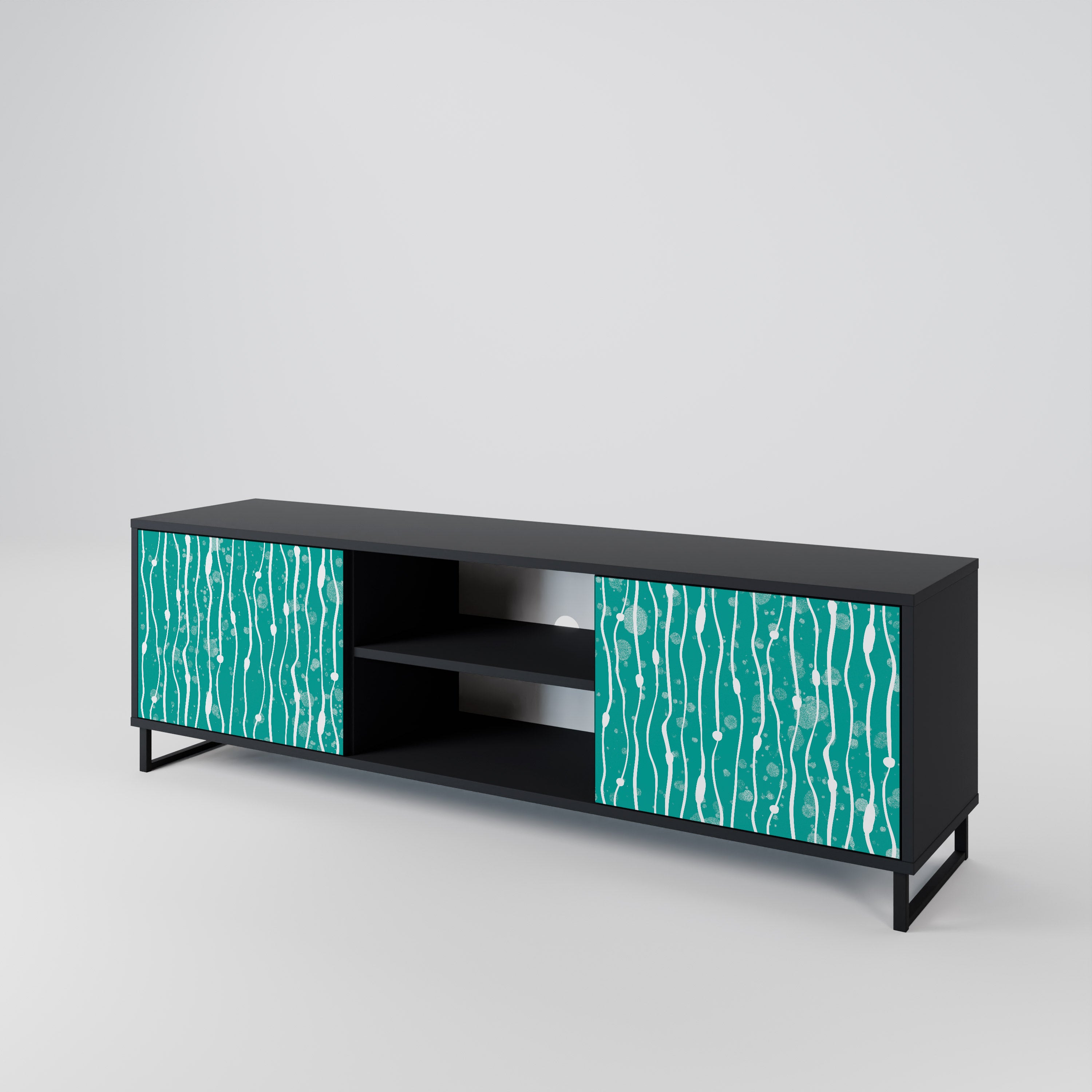 Βάση τηλεόρασης 2 θυρών TURQUOISE RAIN σε μαύρο φινίρισμα
