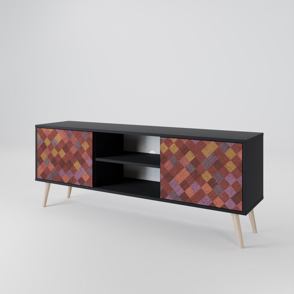 PAINTED SQUARES 2-Door TV Cabinet