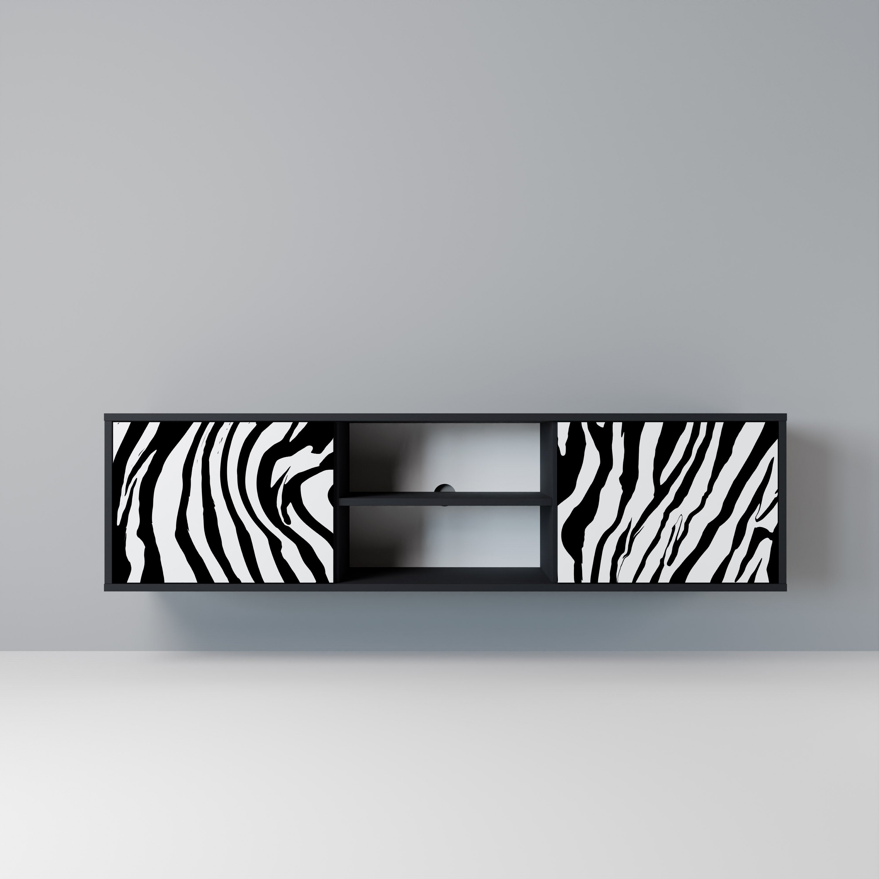 Βάση τηλεόρασης SPLENDID ZEBRA με 2 πόρτες σε μαύρο φινίρισμα
